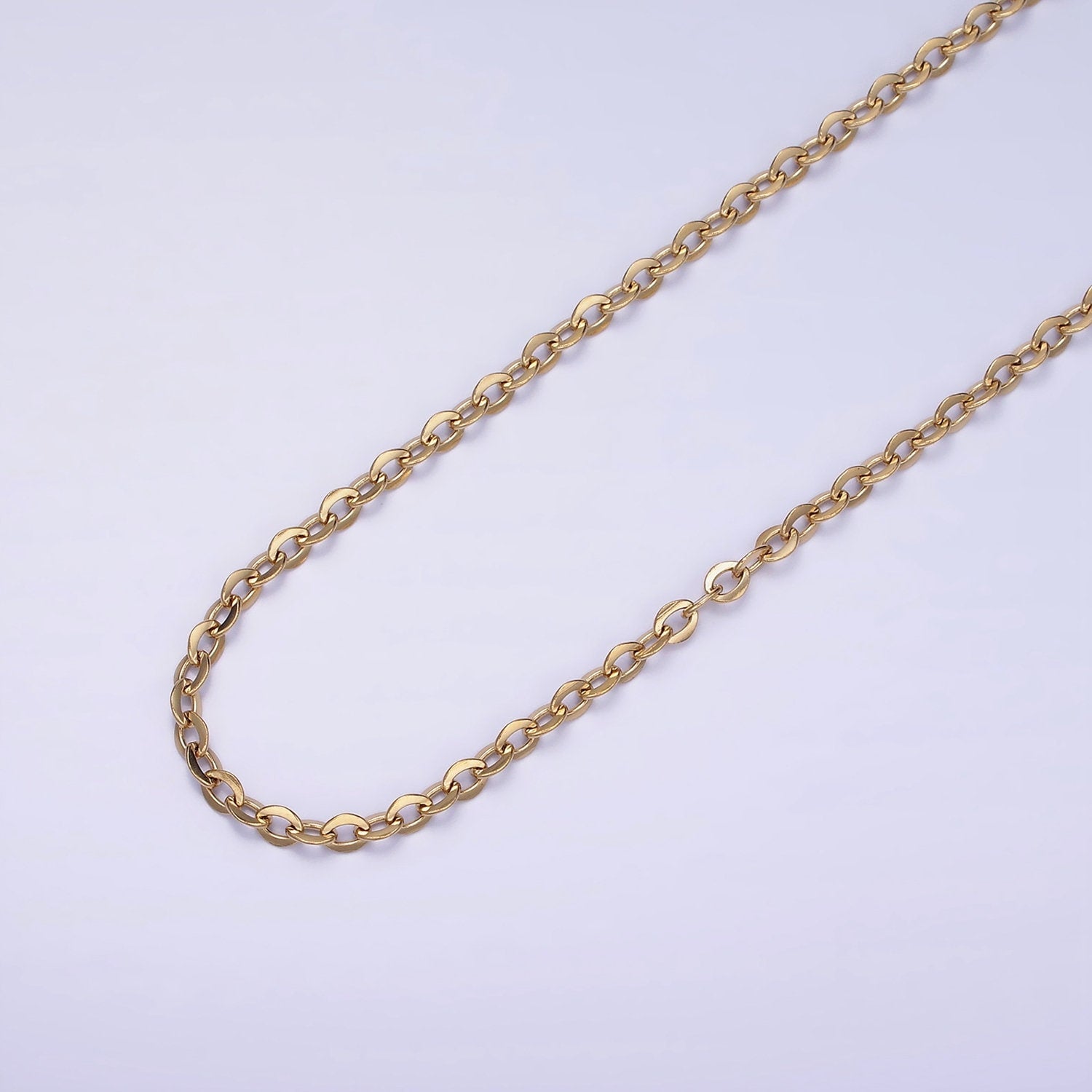 Gold Filled 3.4mm Dainty Cable Rolo Unfinished Chain by Yard in Gold & Silver, 1466