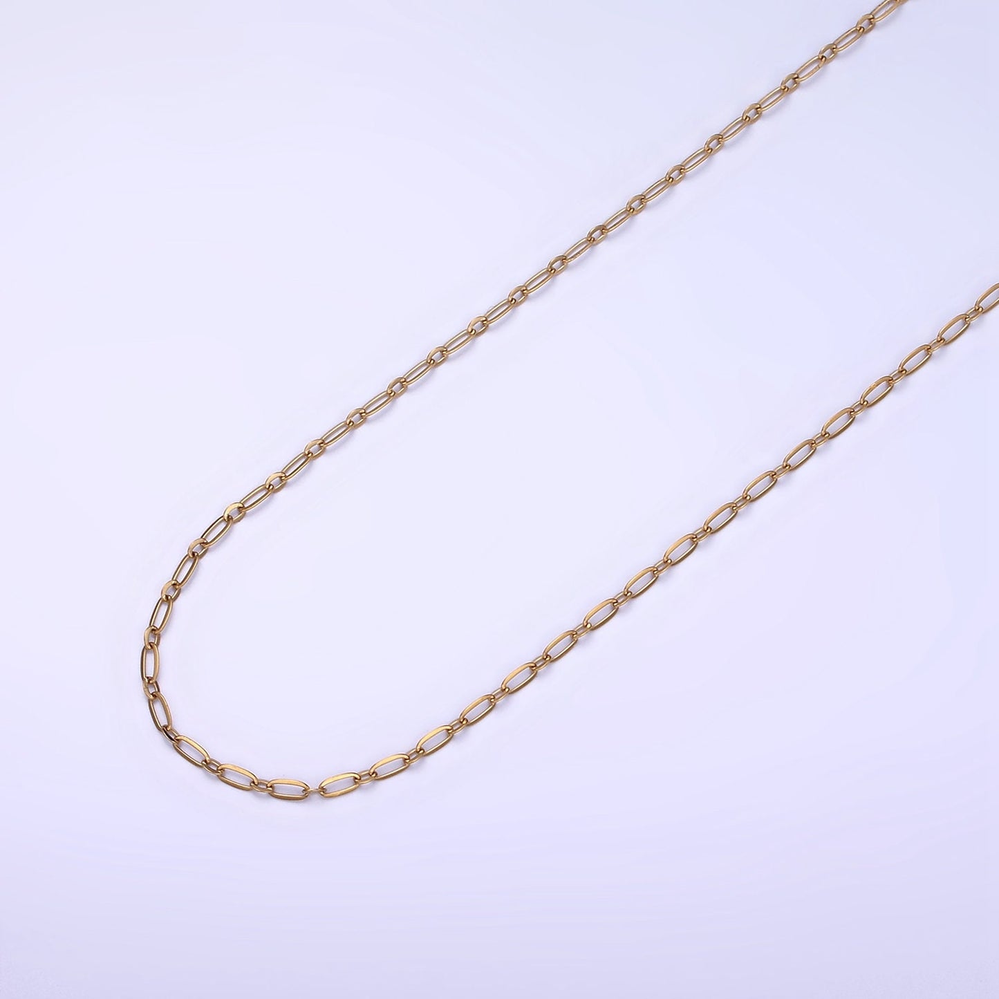 Gold Stainless Steel Rolo Cable Paperclip Chain by Yard, Link Cable Elongate Chain, Wholesale bulk Roll Chain Jewelry Making, 234