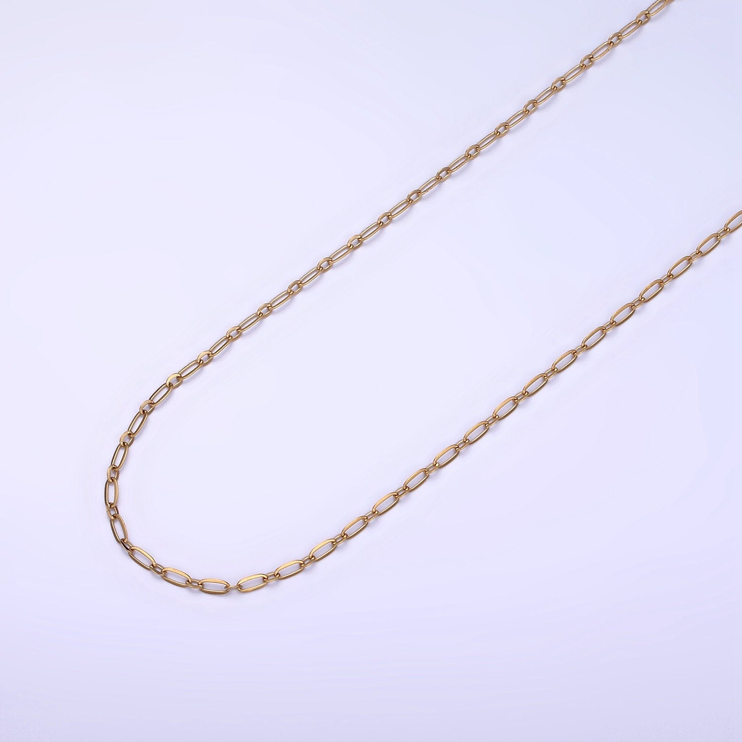 Gold Stainless Steel Rolo Cable Paperclip Chain by Yard, Link Cable Elongate Chain, Wholesale bulk Roll Chain Jewelry Making, 234