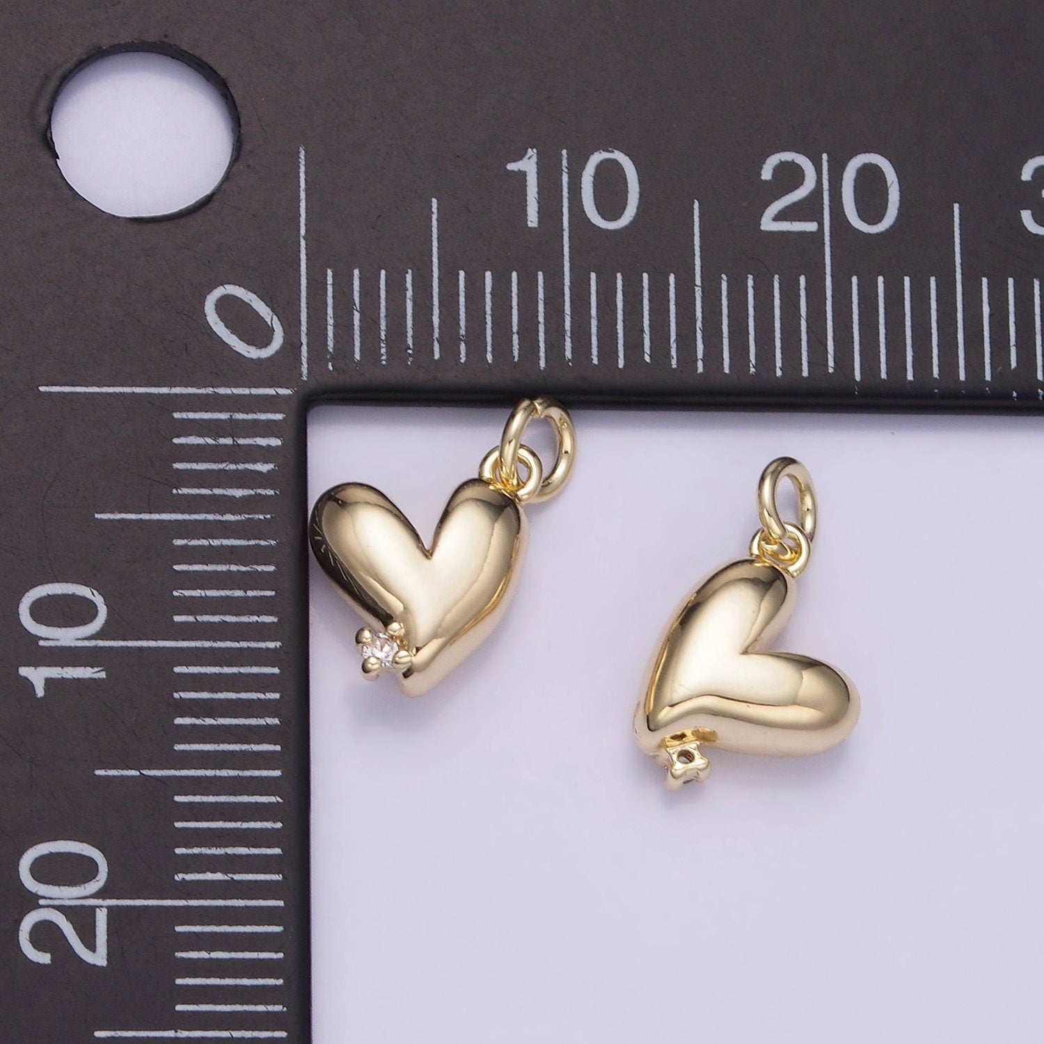 Mini 14k Gold Filled Heart Charms Small CZ Micro Pave Love Charm for Bracelet Necklace W-528