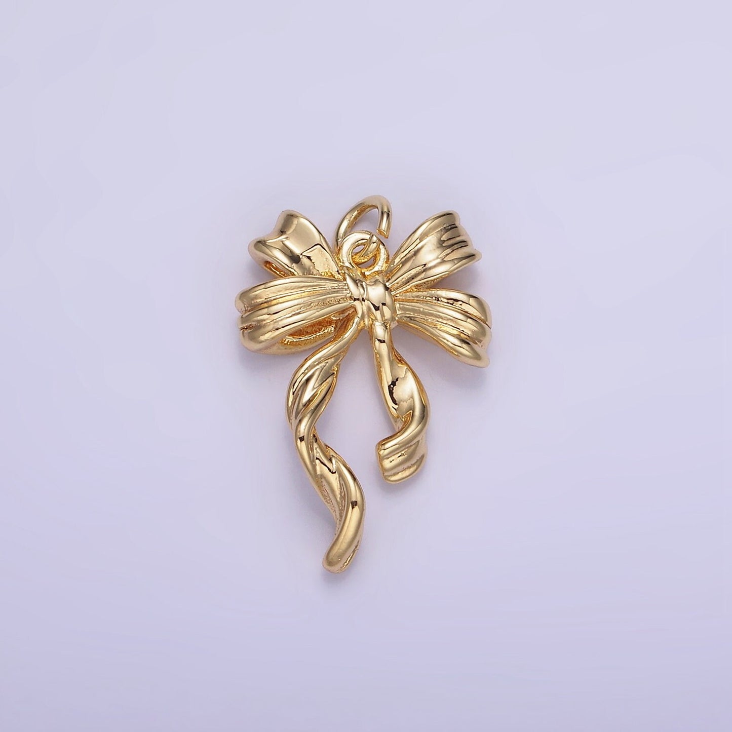 14k Gold Filled 21mm Mini Bow Ribbon Charm Necklace Bracelet Earring Supply for Jewelry Making | W-538