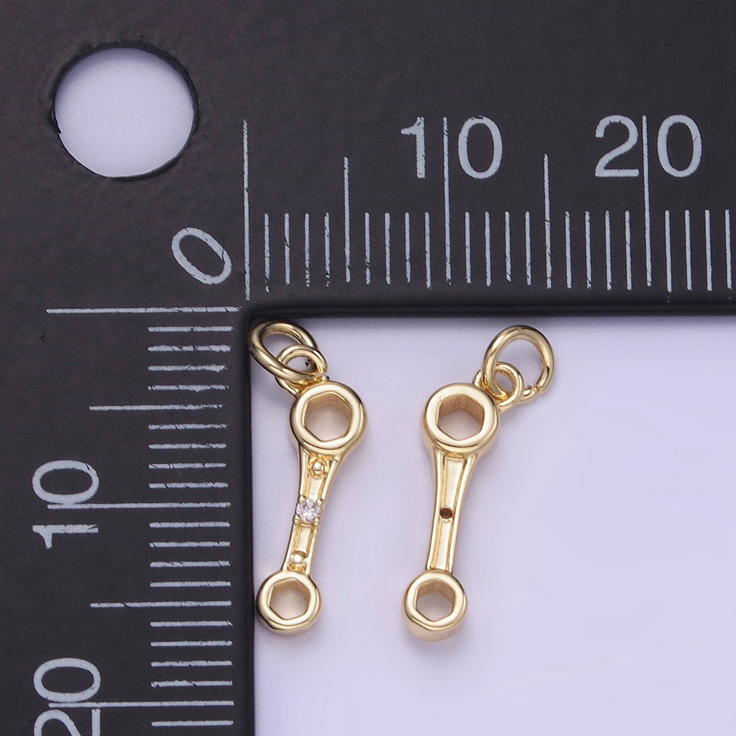 Mini Gold Wrench Charm Spanner Pendant gold Mechanic Charm Cool Charm W558