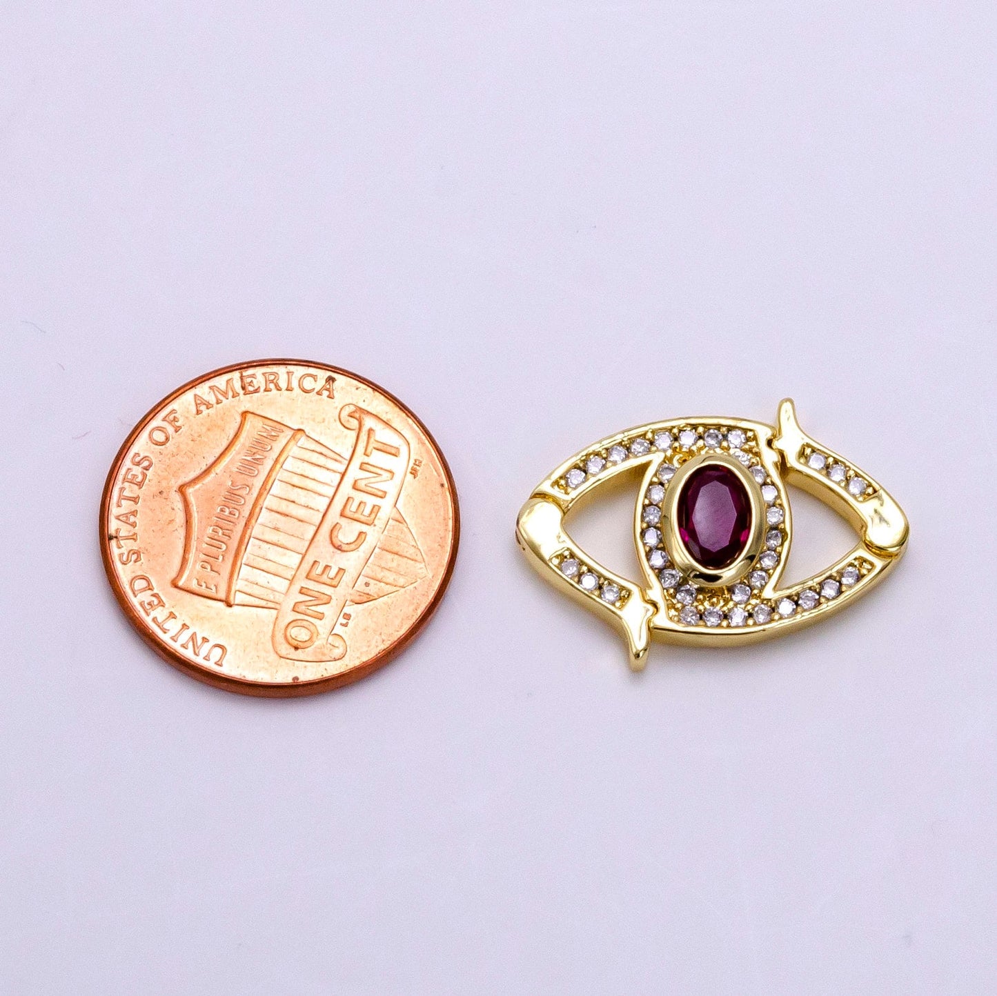 Dainty 24k Gold Fill CZ Micro Pave Clasp Evil Eye Lock Clasp, Interlock Micro pave Clasp Fastener for Bracelet Necklace Connector Clasp Z734