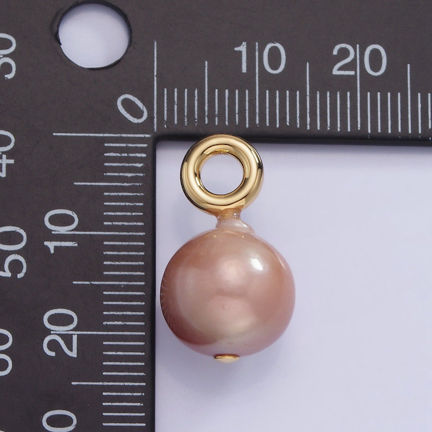 14K Gold Filled 12.5mm Pink Peach Freshwater Round Pearl Drop Pendant | P1704