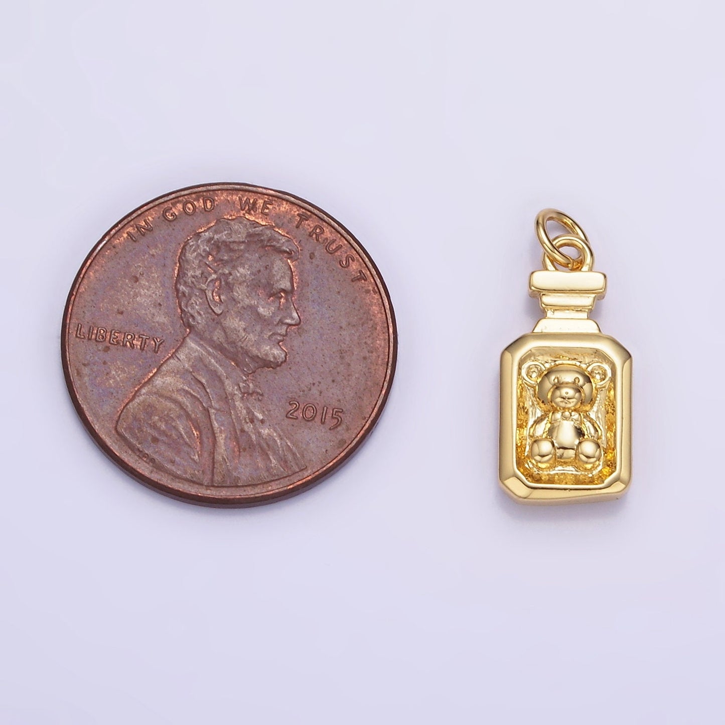 Mini Bear Pendant Dainty tag Charm Gold Small Charm Silver Tag Charm Jewelry Making Supply 14K Gold Finding W-526
