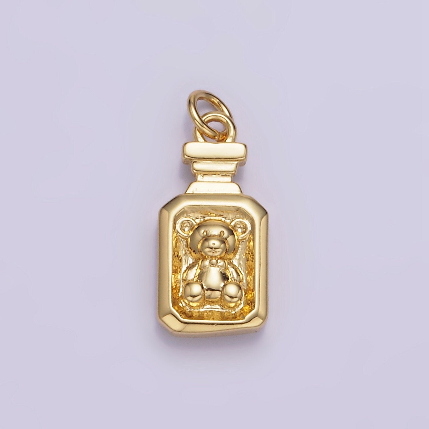 Mini Bear Pendant Dainty tag Charm Gold Small Charm Silver Tag Charm Jewelry Making Supply 14K Gold Finding W-526