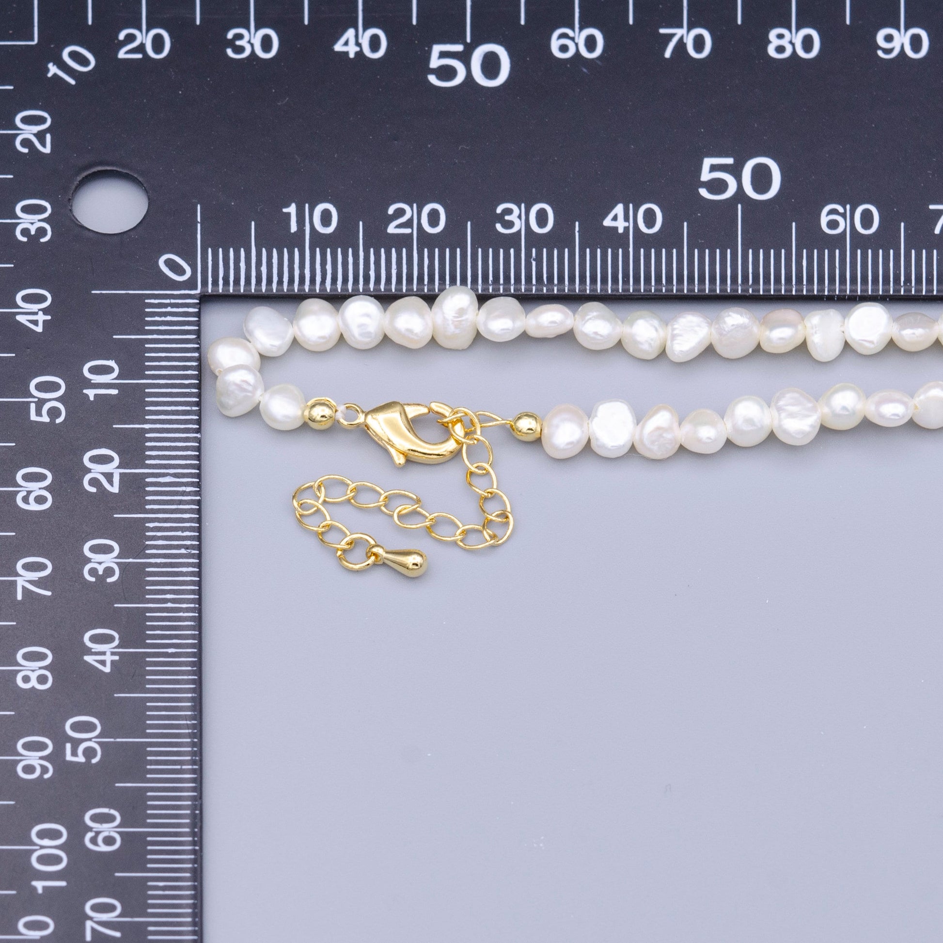 Handmade 5.2mm Natural Freshwater Pearl Choker Necklace 14.75 inch + 2 inch extender WA-1500