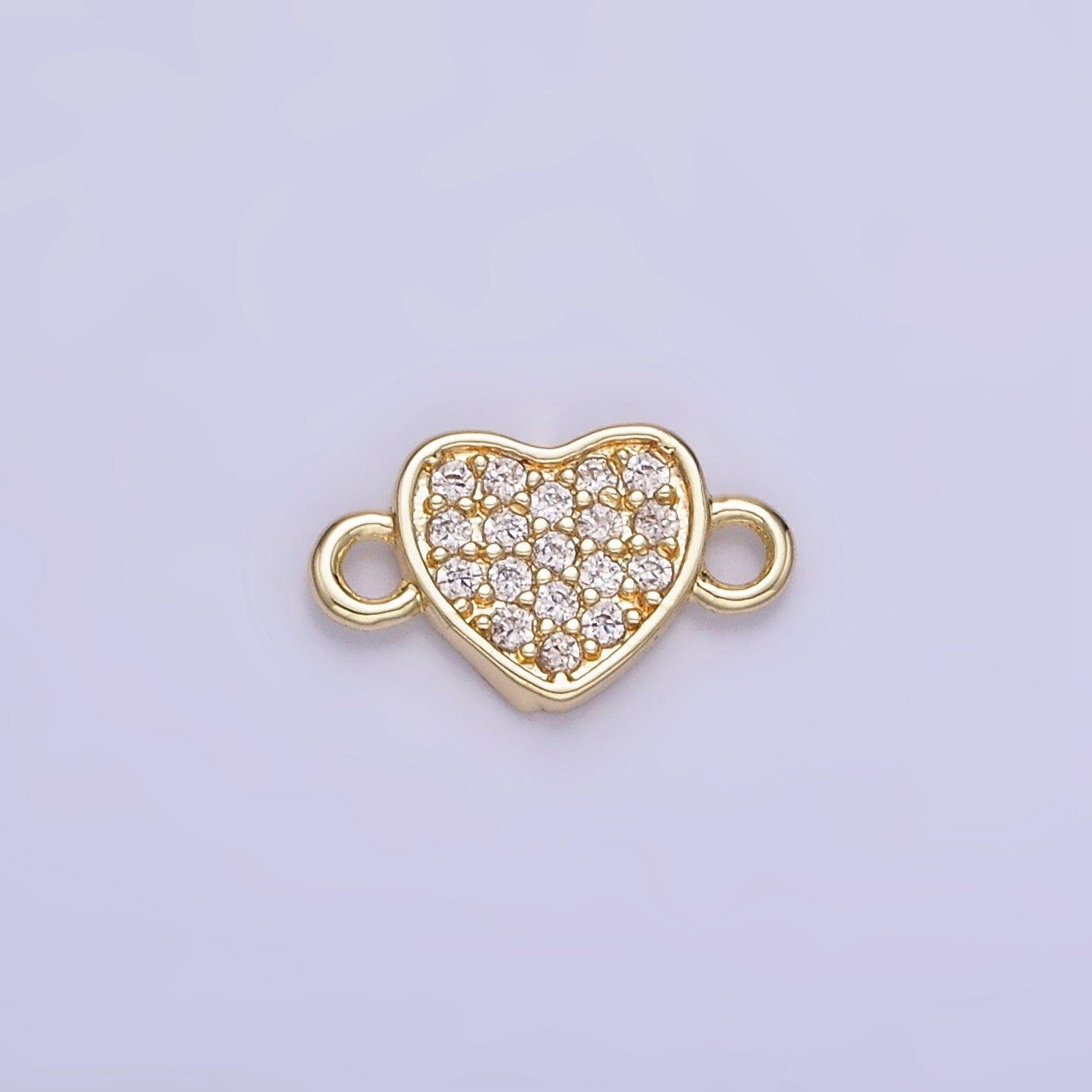 24K Gold Filled Mini Cubic Heart Charm Connector for Minimalist Jewelry Link Connector | G290