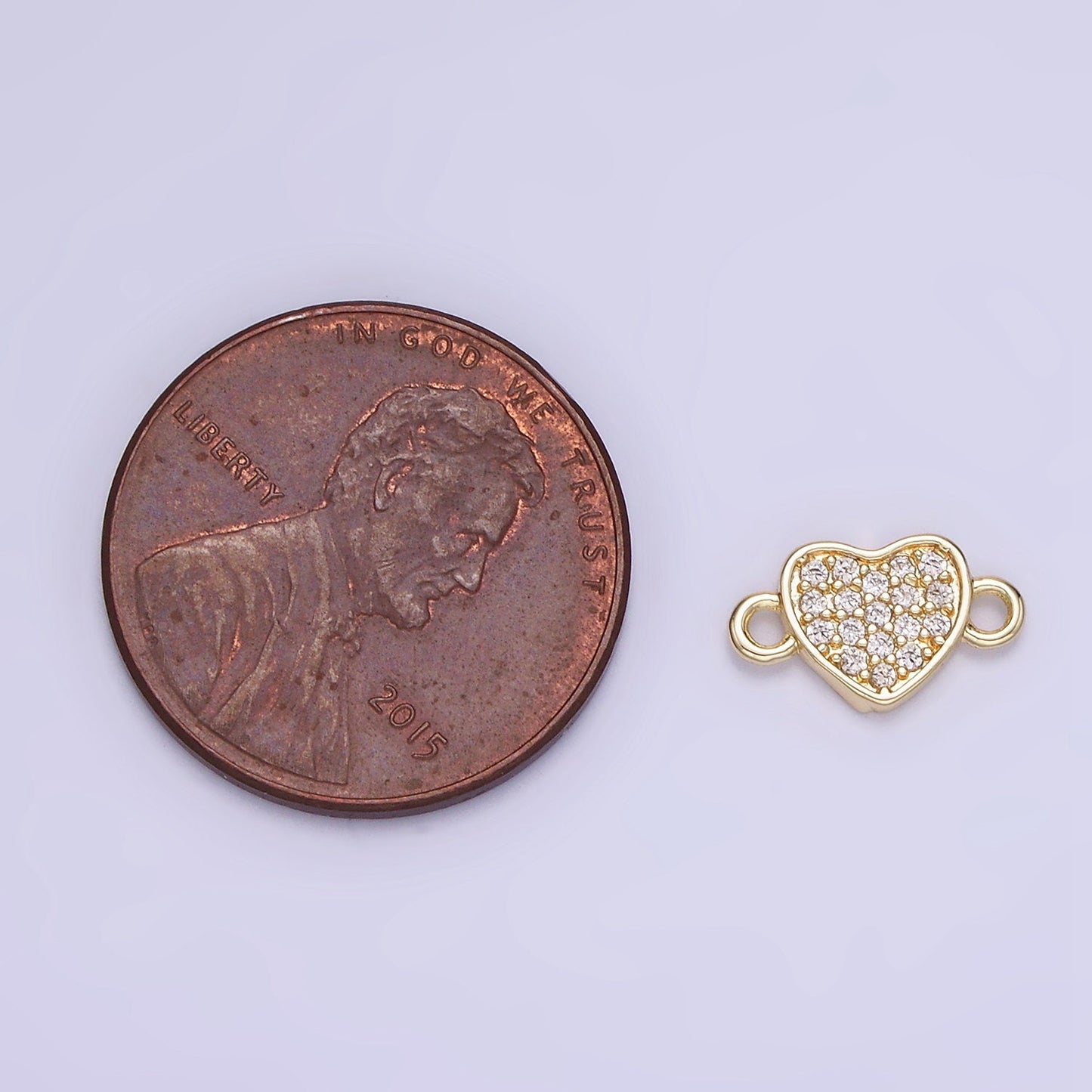 24K Gold Filled Mini Cubic Heart Charm Connector for Minimalist Jewelry Link Connector | G290