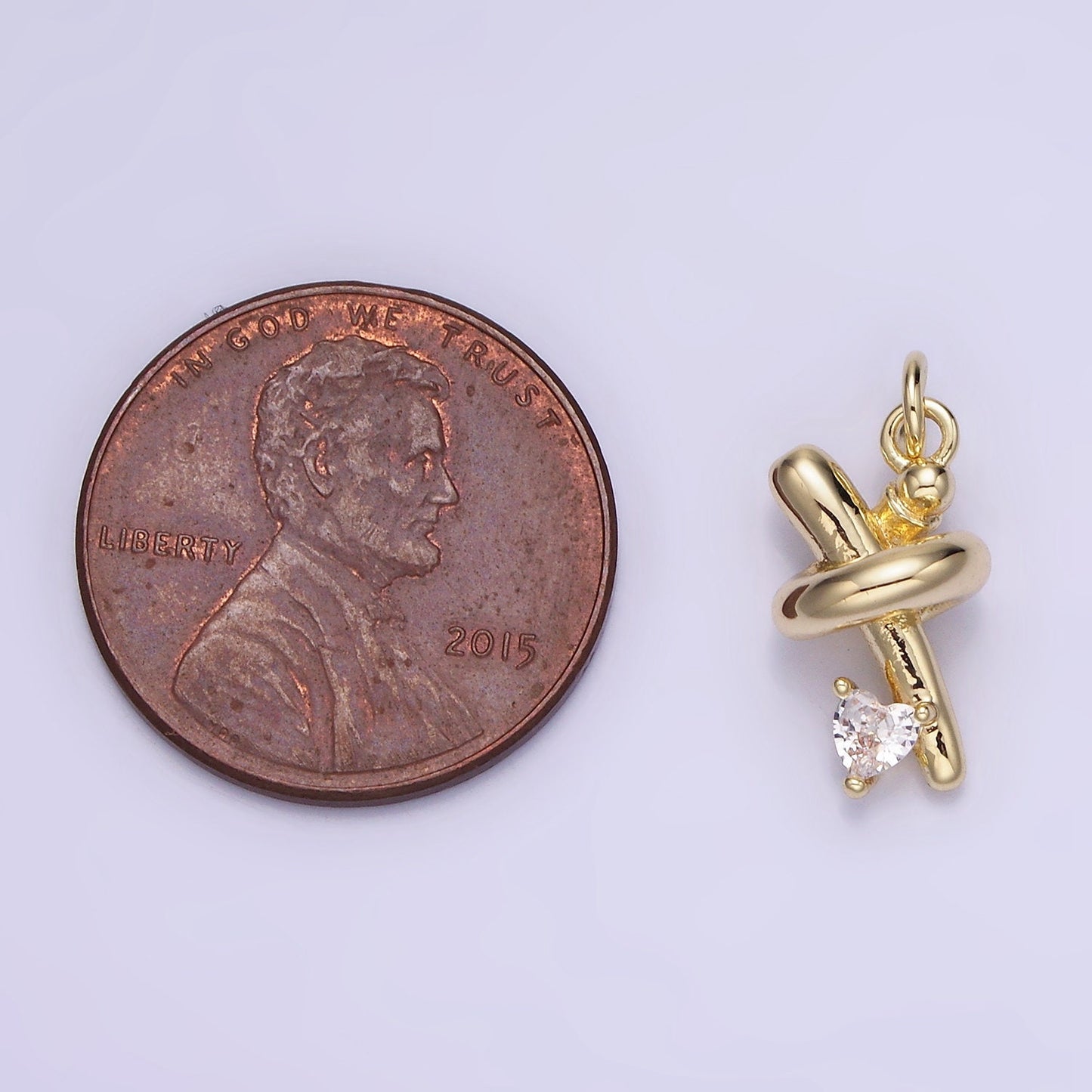 14K Gold Filled Clear Heart CZ Tube Charm | AG714