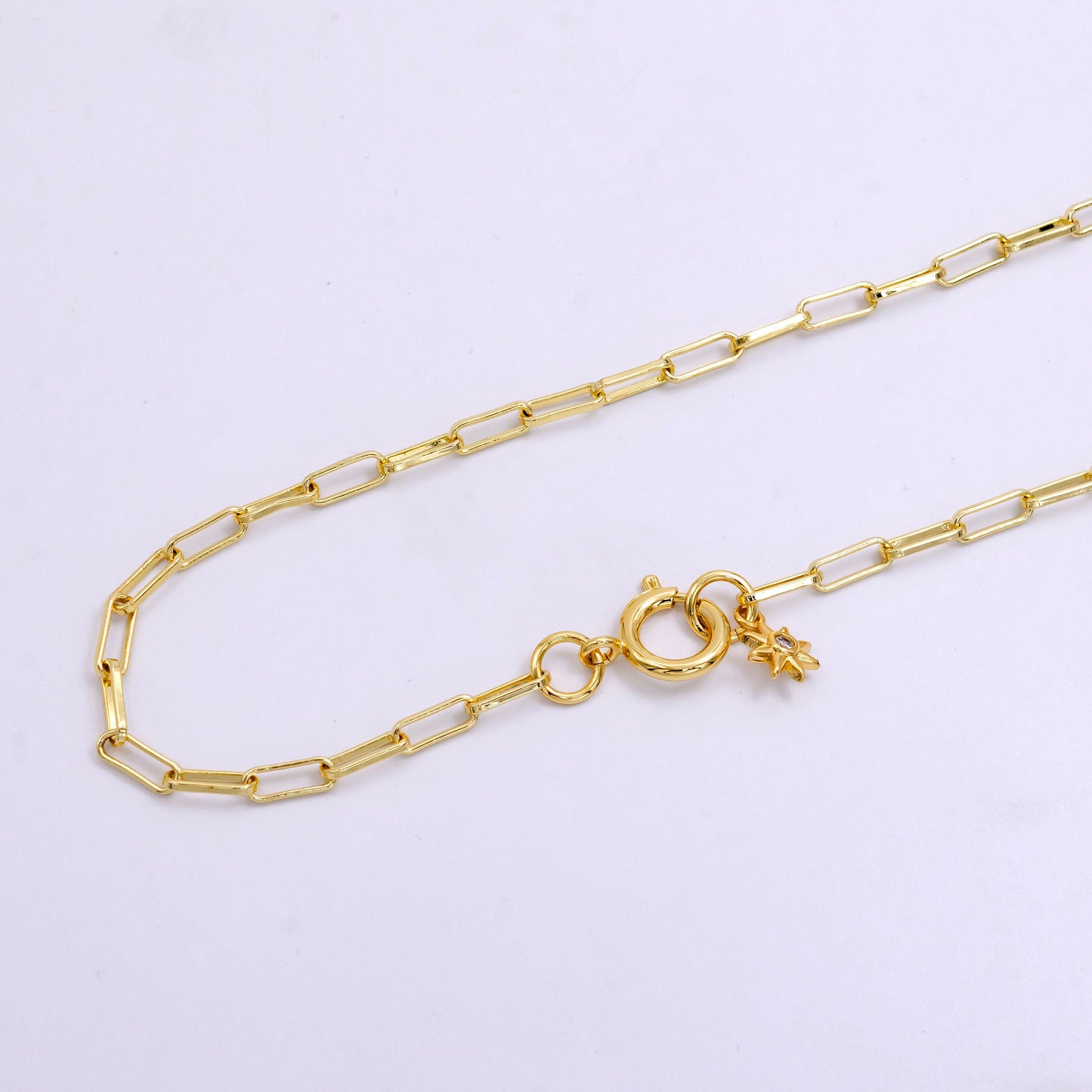 Dainty Gold Oval Paper Clip Chain Necklace Elongated Cable Chain 27.5 inch long Necklace WA2440