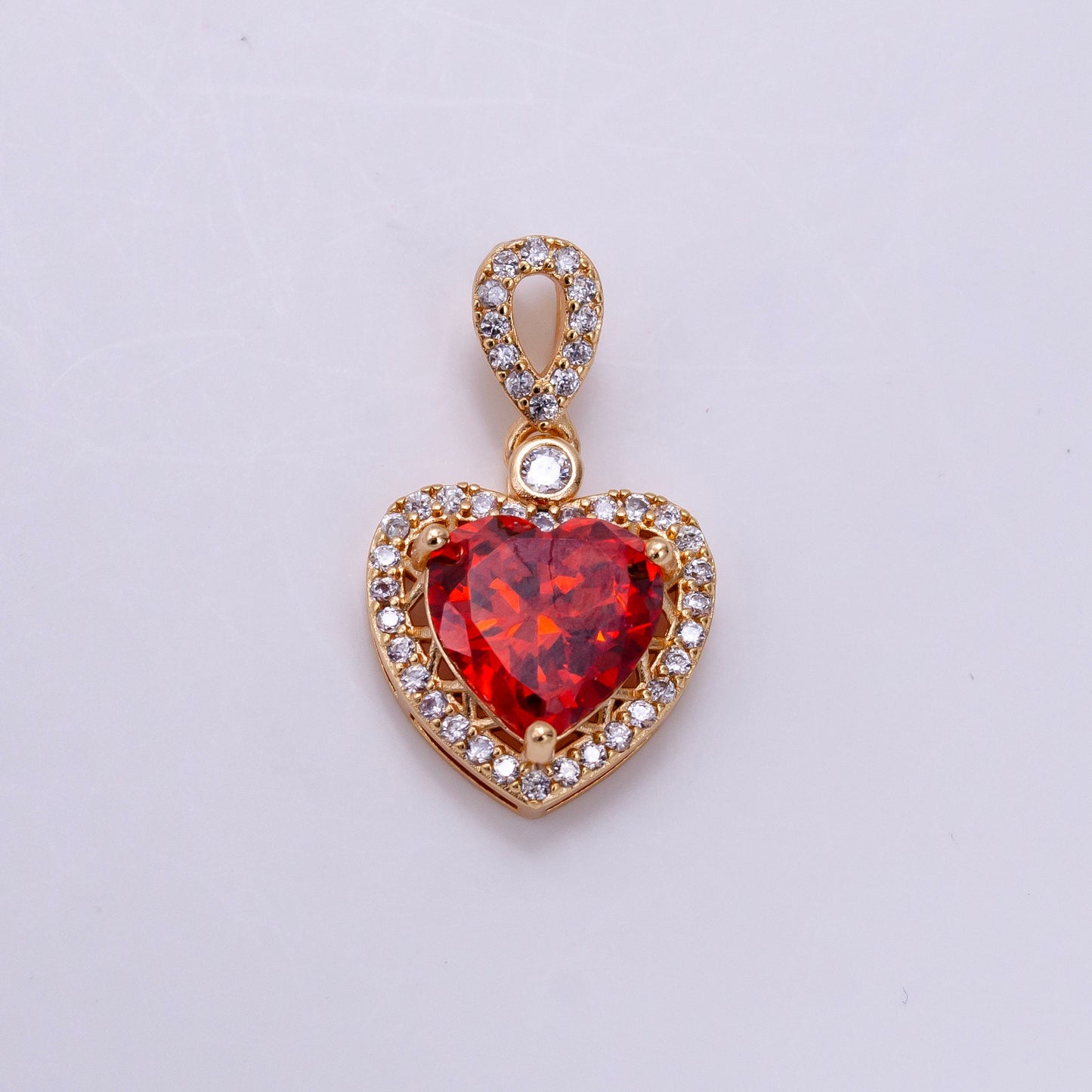 Dainty 14K Gold Filled Heart Charms Cubic Zirconia Black Pink Clear Purple CZ Pendant Wholesale BULK DIY Jewelry Findings AA1258