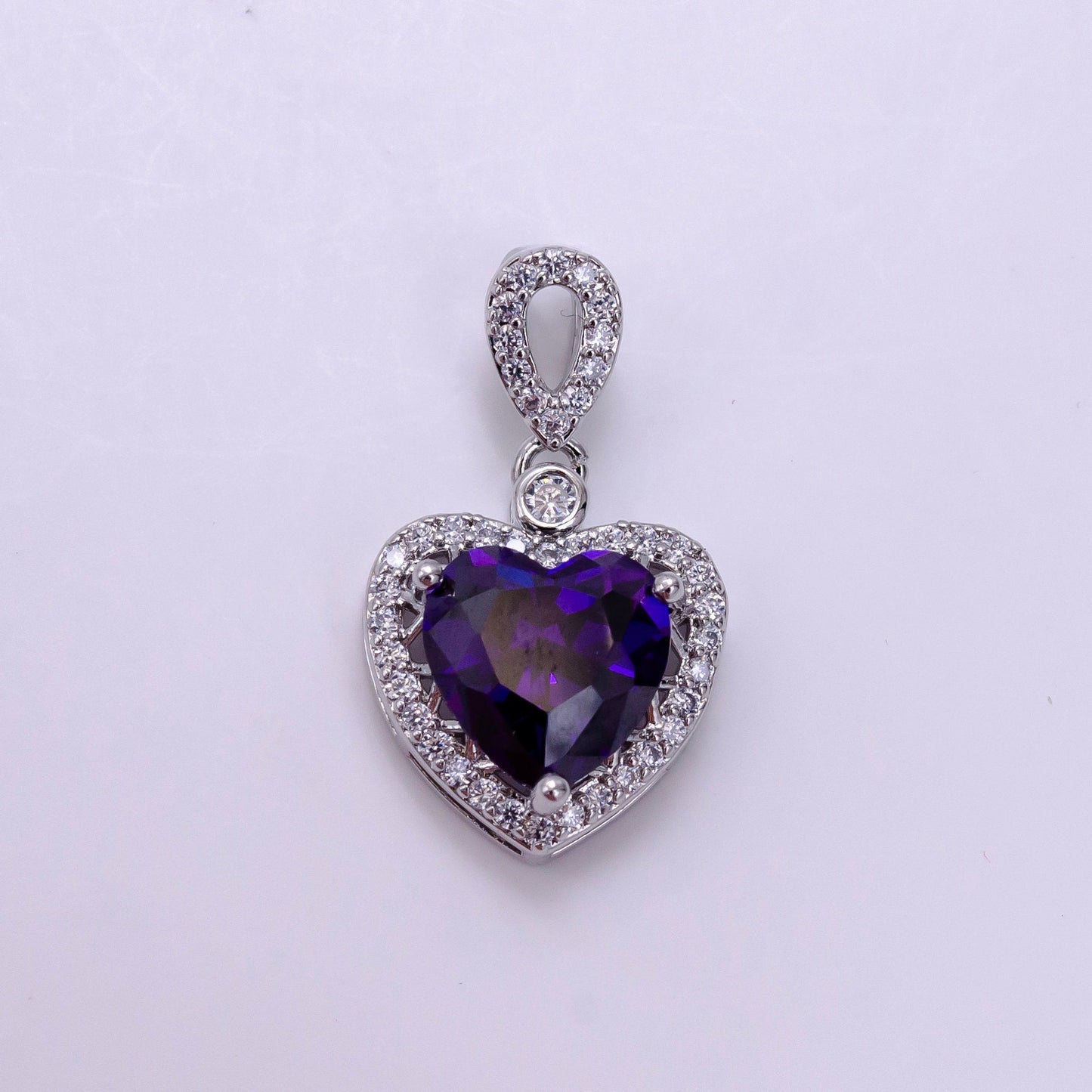 Dainty 14K Gold Filled Heart Charms Cubic Zirconia Black Pink Clear Purple CZ Pendant Wholesale BULK DIY Jewelry Findings AA1258