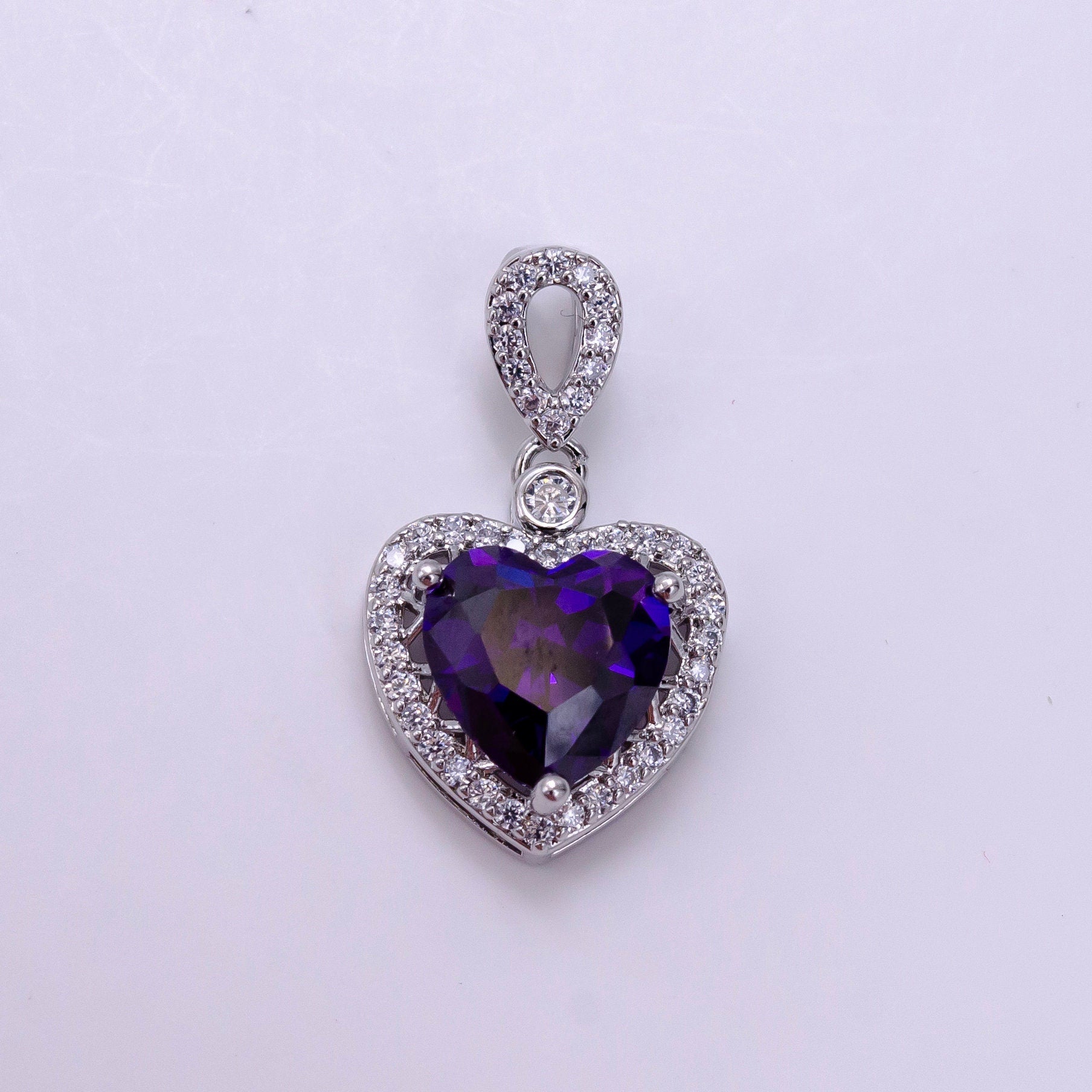 Dainty 14K Gold Filled Heart Charms Cubic Zirconia Black Pink Clear Purple CZ Pendant Wholesale BULK DIY Jewelry Findings AA1258