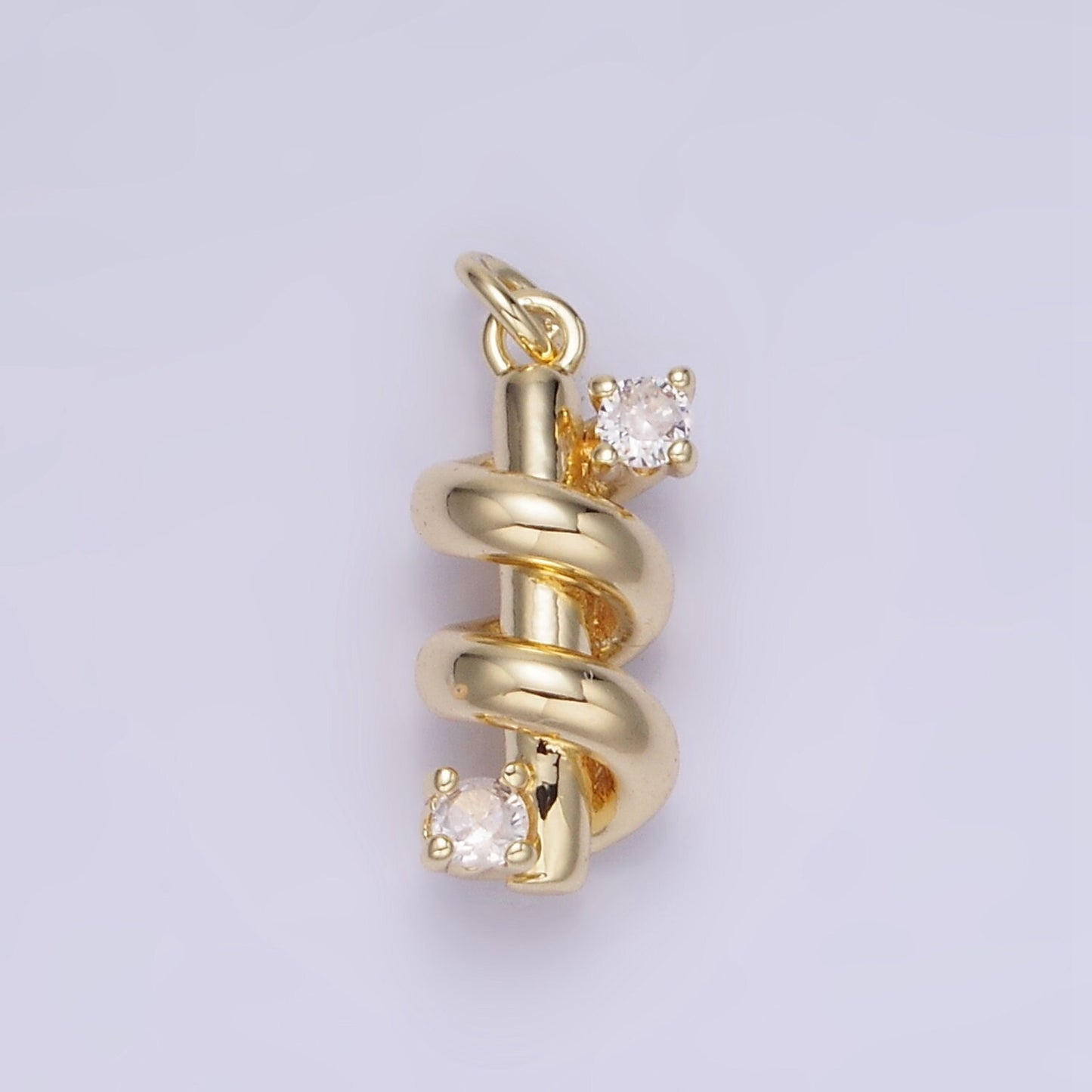 14K Gold Filled Double CZ Bar Band Twirl Charm | AG-737