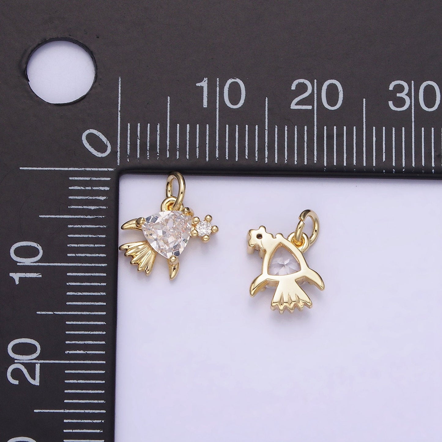 14K Gold Filled Clear CZ Fish Sea Animal Mini Charm | AG-741