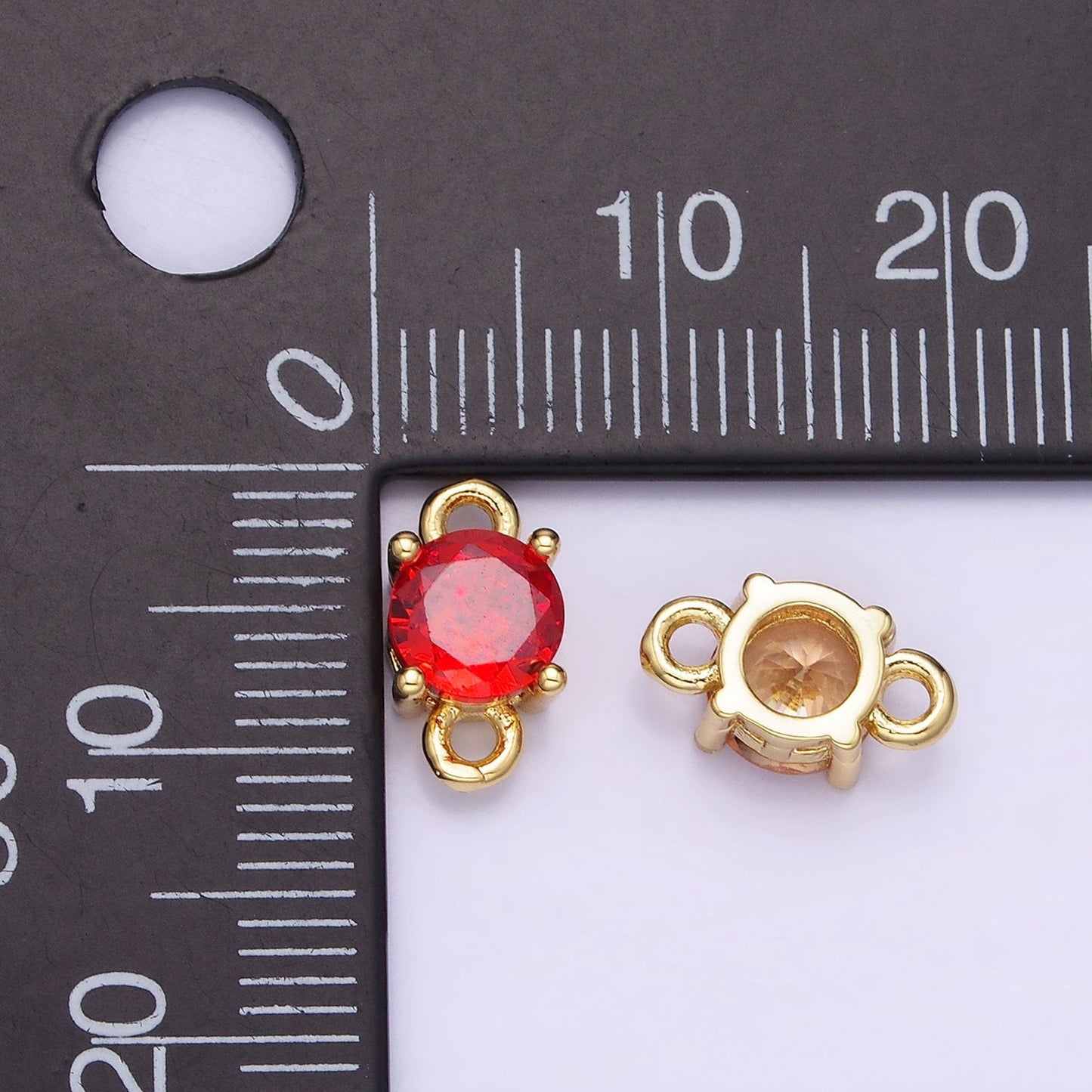 14K Gold Filled Round Birthstone CZ Solitaire Connector in Gold & Silver | G297 - G308
