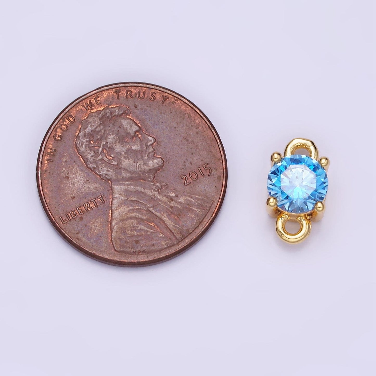 14K Gold Filled Round Birthstone CZ Solitaire Connector in Gold & Silver | G297 - G308