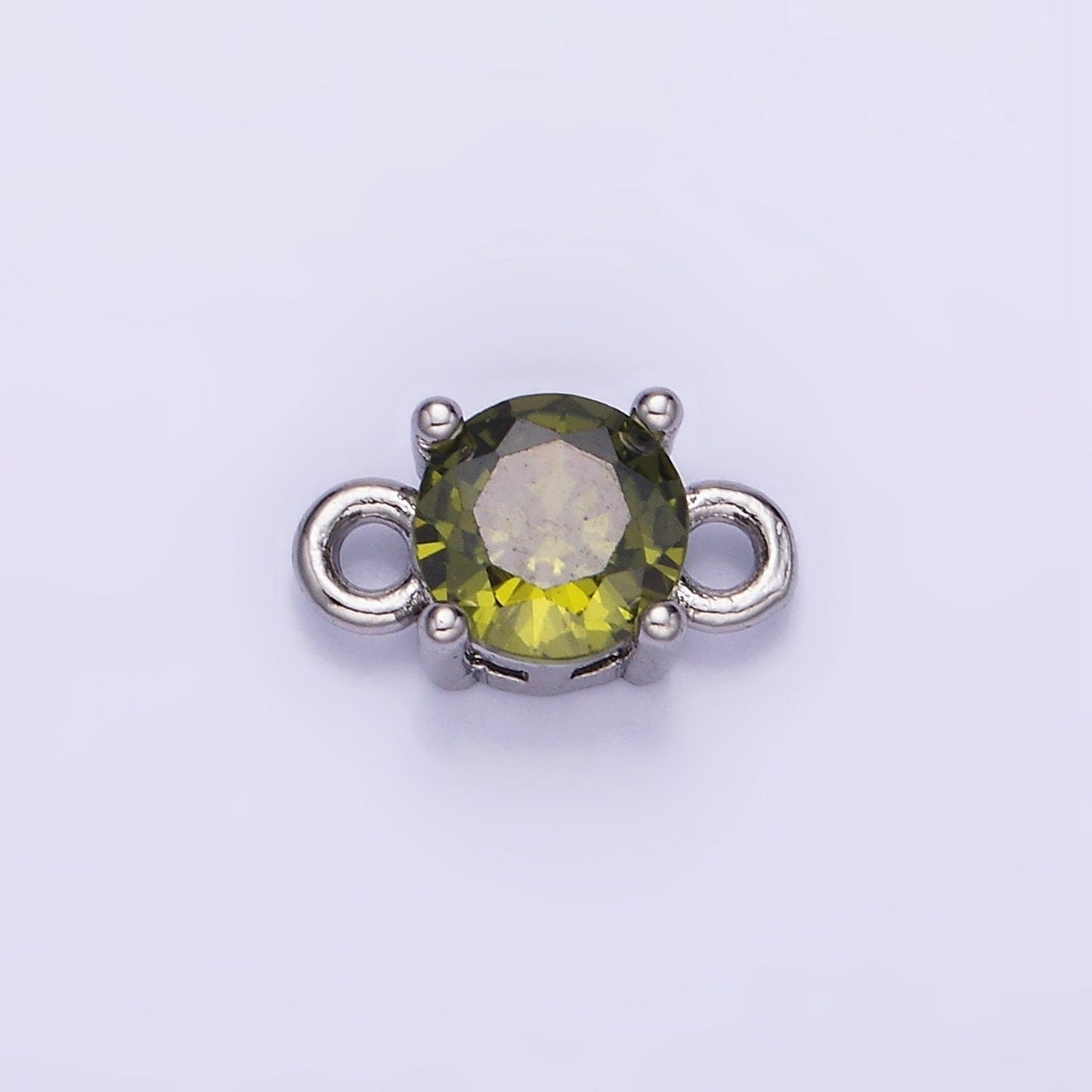 14K Gold Filled Round Birthstone CZ Solitaire Connector in Gold & Silver | G297 - G308