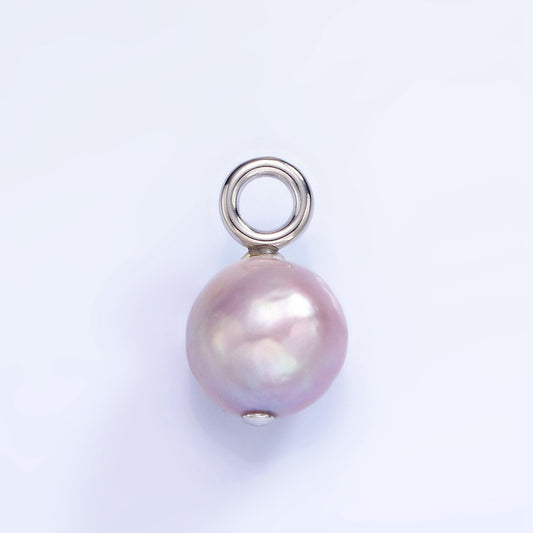 Mauve Purple Fresh Water Pearl Round Baroque Charm Genuine Freshwater Mermaid Pearls Pendant P1701