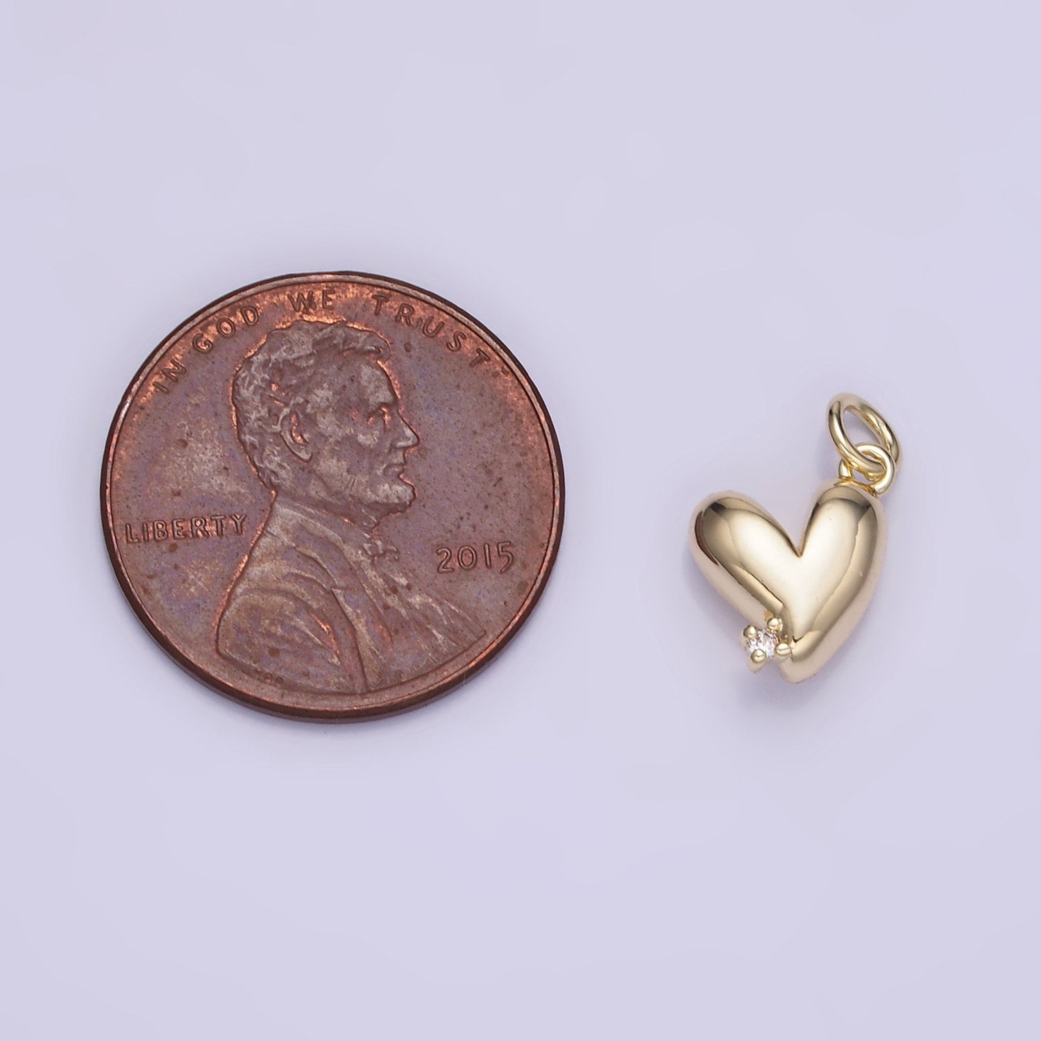 Mini 14k Gold Filled Heart Charms Small CZ Micro Pave Love Charm for Bracelet Necklace W-528