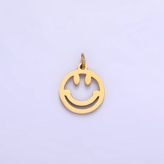 Gold Stainless Steel Happy Face Charms Smile Charms 11 x 7.9mm for Bracelet Necklace Earring Charm Emoji Icon Jewelry Inspired P-951