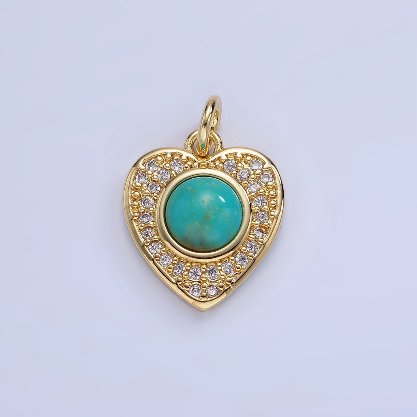Mini Turquoise Round Bead charm Nickel Lead Free Dainty Heart charm Necklace supplies Jewelry makings W498