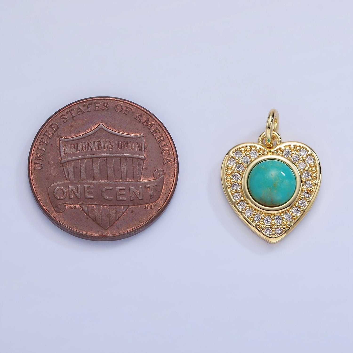 Mini Turquoise Round Bead charm Nickel Lead Free Dainty Heart charm Necklace supplies Jewelry makings W498
