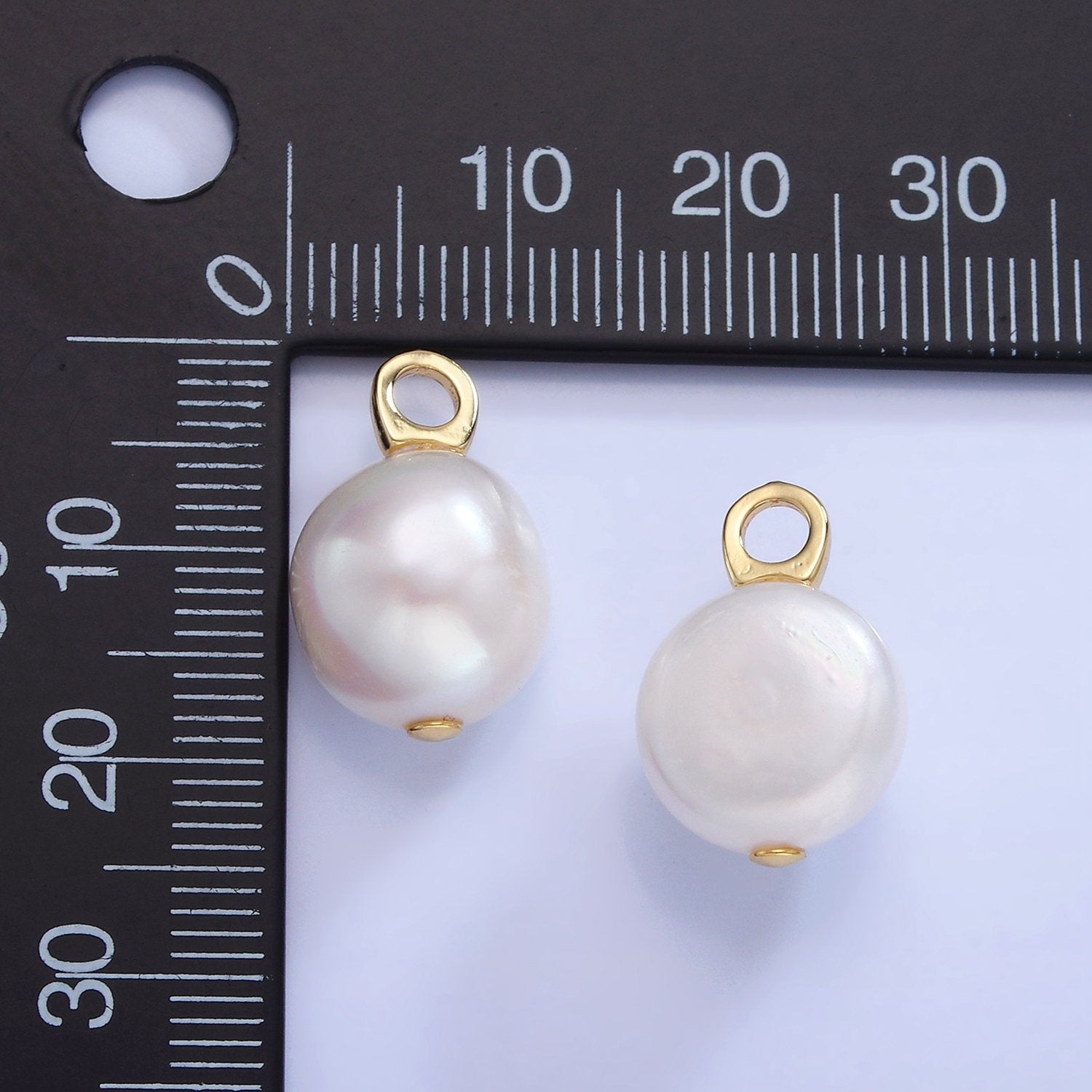 Gold Filled Natural Pearl Button Charm Pendant Approx 11mm Natural Freshwater Pearl for Bracelet Necklace Earring Component P-1715