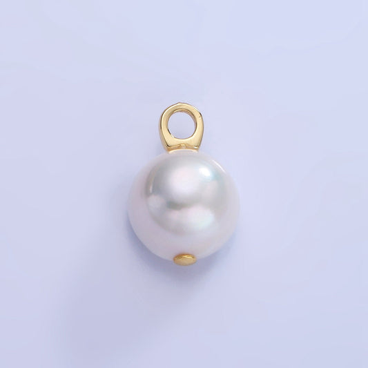 Gold Filled Natural Pearl Button Charm Pendant Approx 11mm Natural Freshwater Pearl for Bracelet Necklace Earring Component P-1715