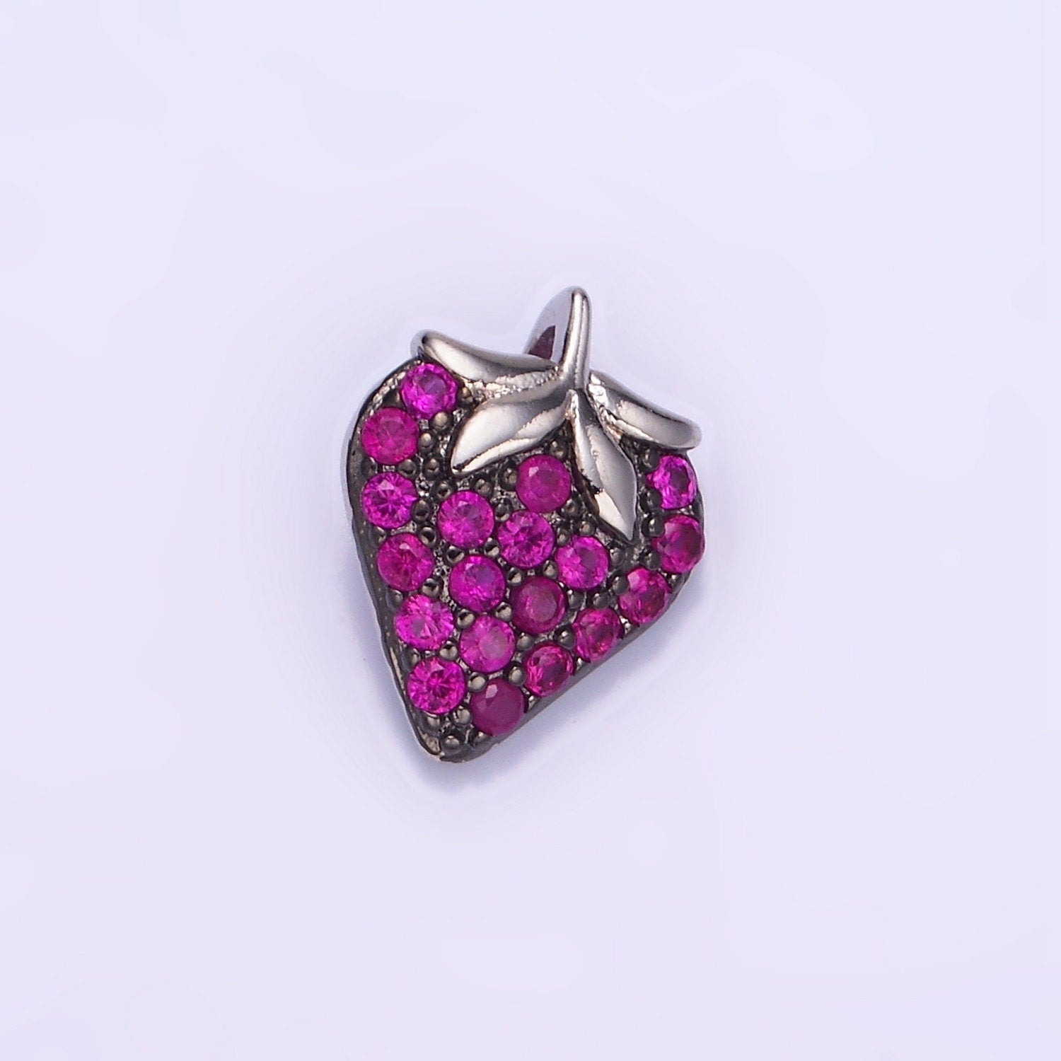 14K Gold Filled Fuchsia Micro Paved CZ Strawberry Fruit Pendant in Gold & Silver | AA-1206