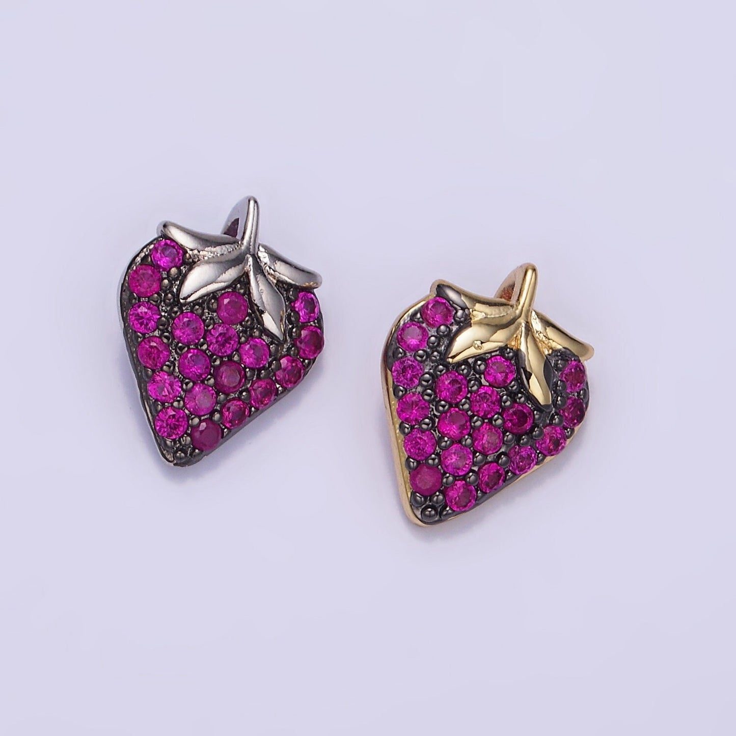 14K Gold Filled Fuchsia Micro Paved CZ Strawberry Fruit Pendant in Gold & Silver | AA-1206