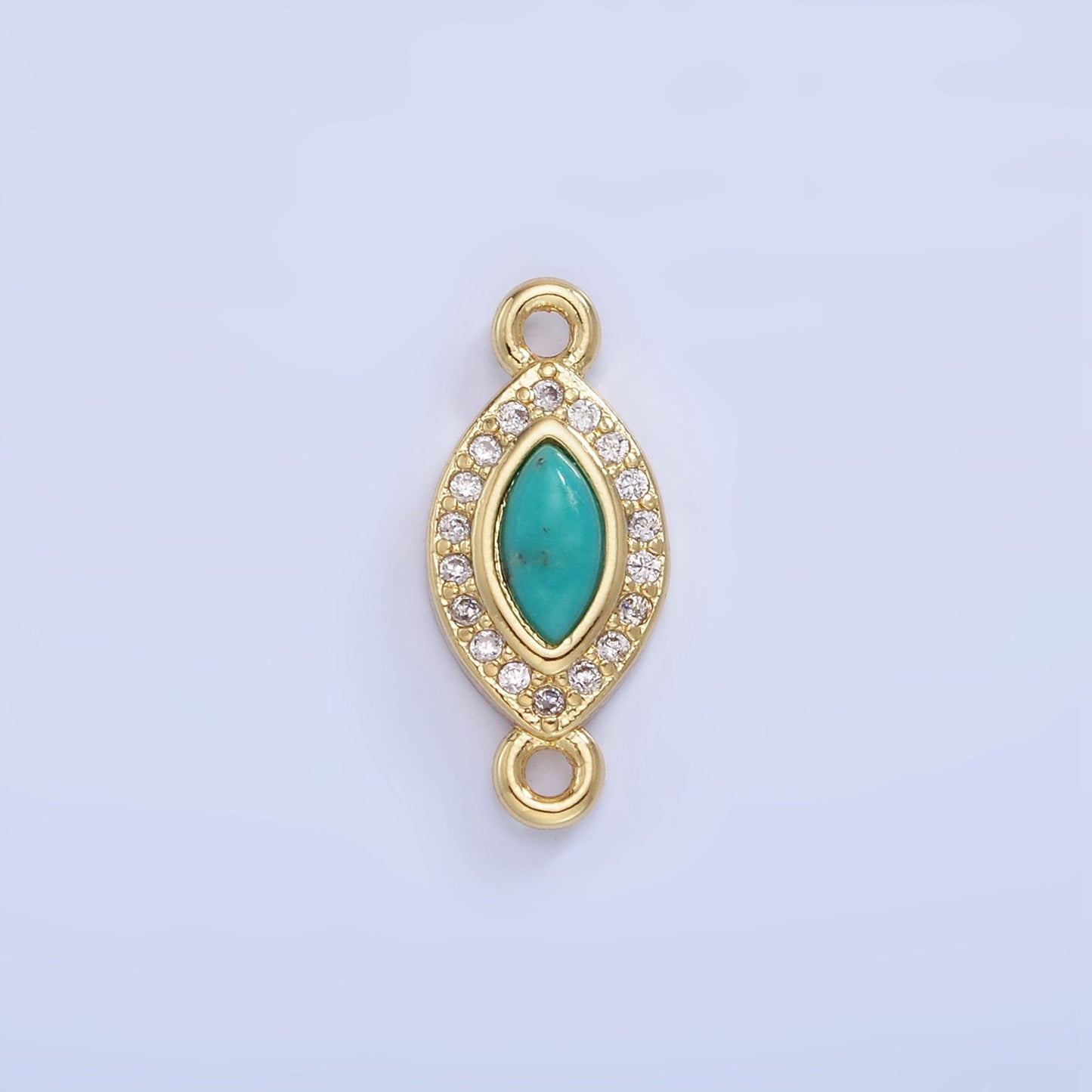 CZ Micro paved Gold Evil Eye Charm Connectors, Cubic Turquoise Beads Link Connector Bracelet, Necklace Connector Jewelry Craft Supply G336