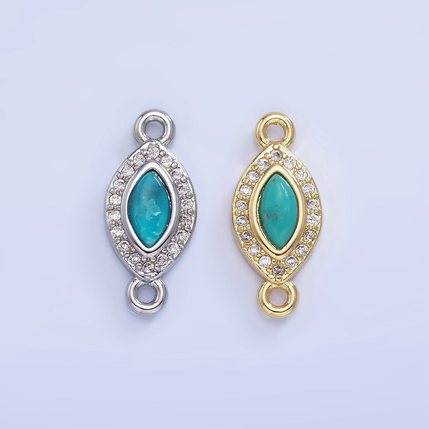 CZ Micro paved Gold Evil Eye Charm Connectors, Cubic Turquoise Beads Link Connector Bracelet, Necklace Connector Jewelry Craft Supply G336
