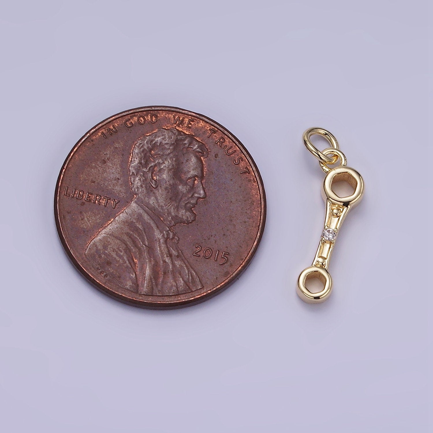 Mini Gold Wrench Charm Spanner Pendant gold Mechanic Charm Cool Charm W558