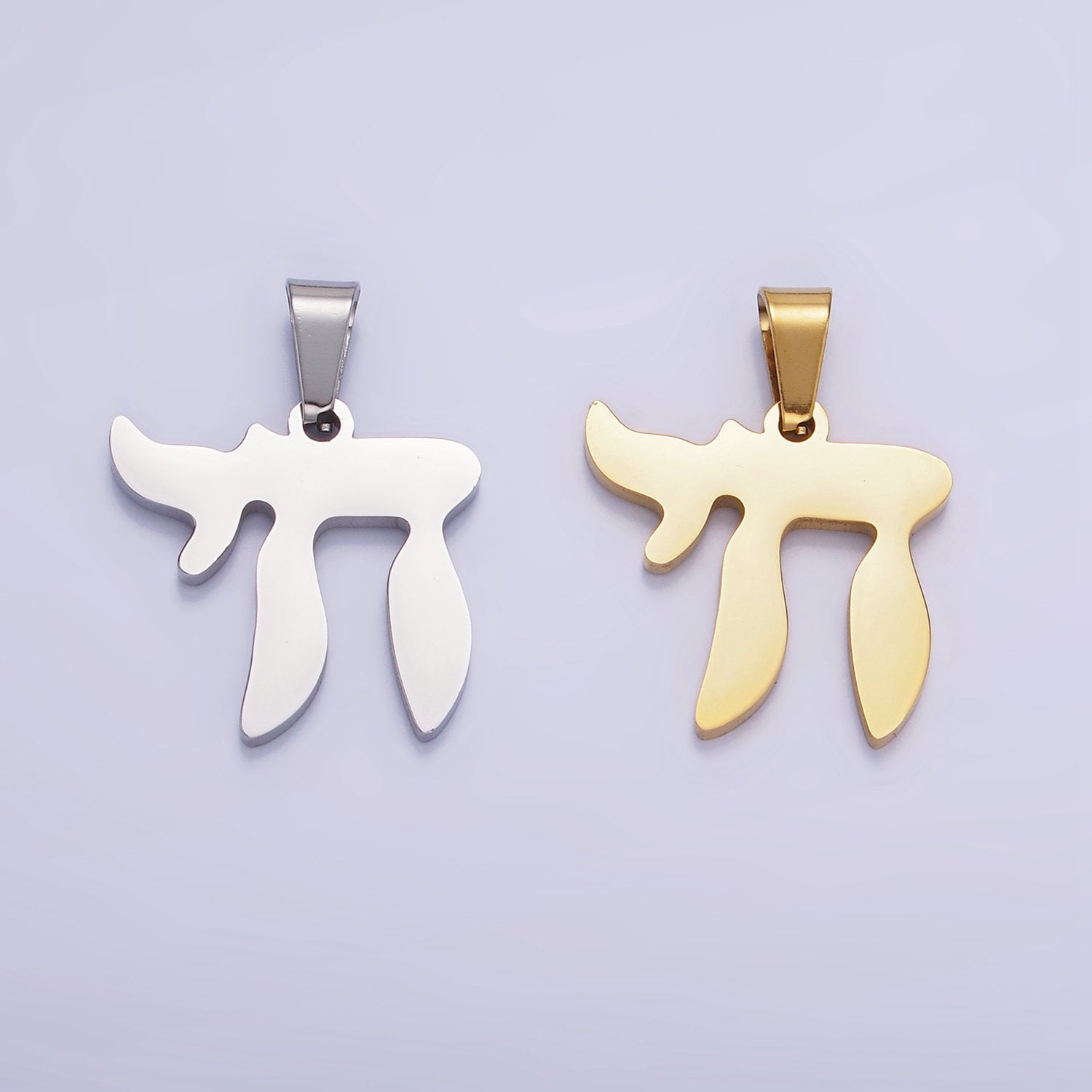 Stainless Steel "Chai" Hebrew Script Jewish Pendant in Gold & Silver | P-1419