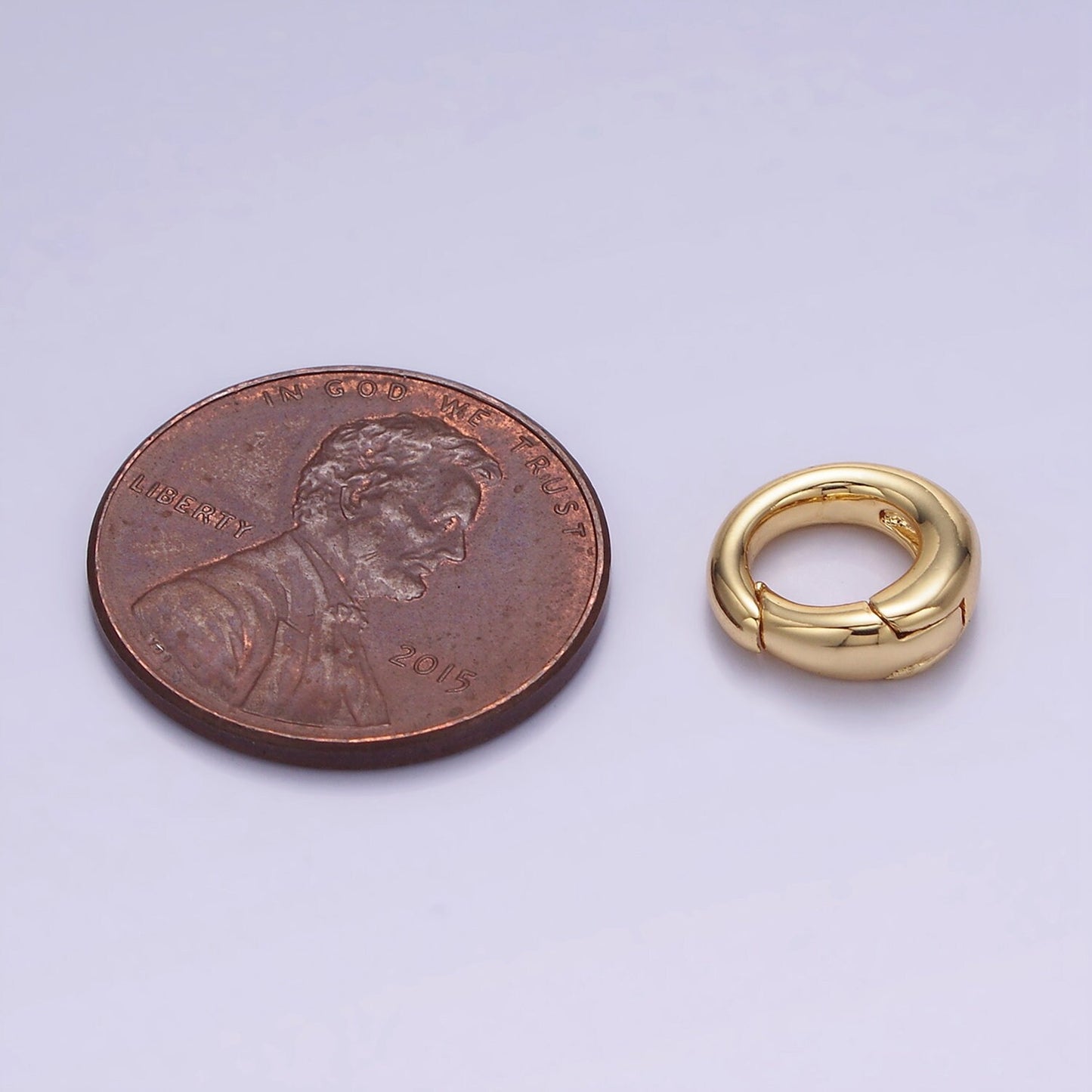 Tiny Gold Spring Gate Ring, Push Gate ring Mini Oval Ring Charm Holder Gold Clasp for Jewelry Clasp Z-727