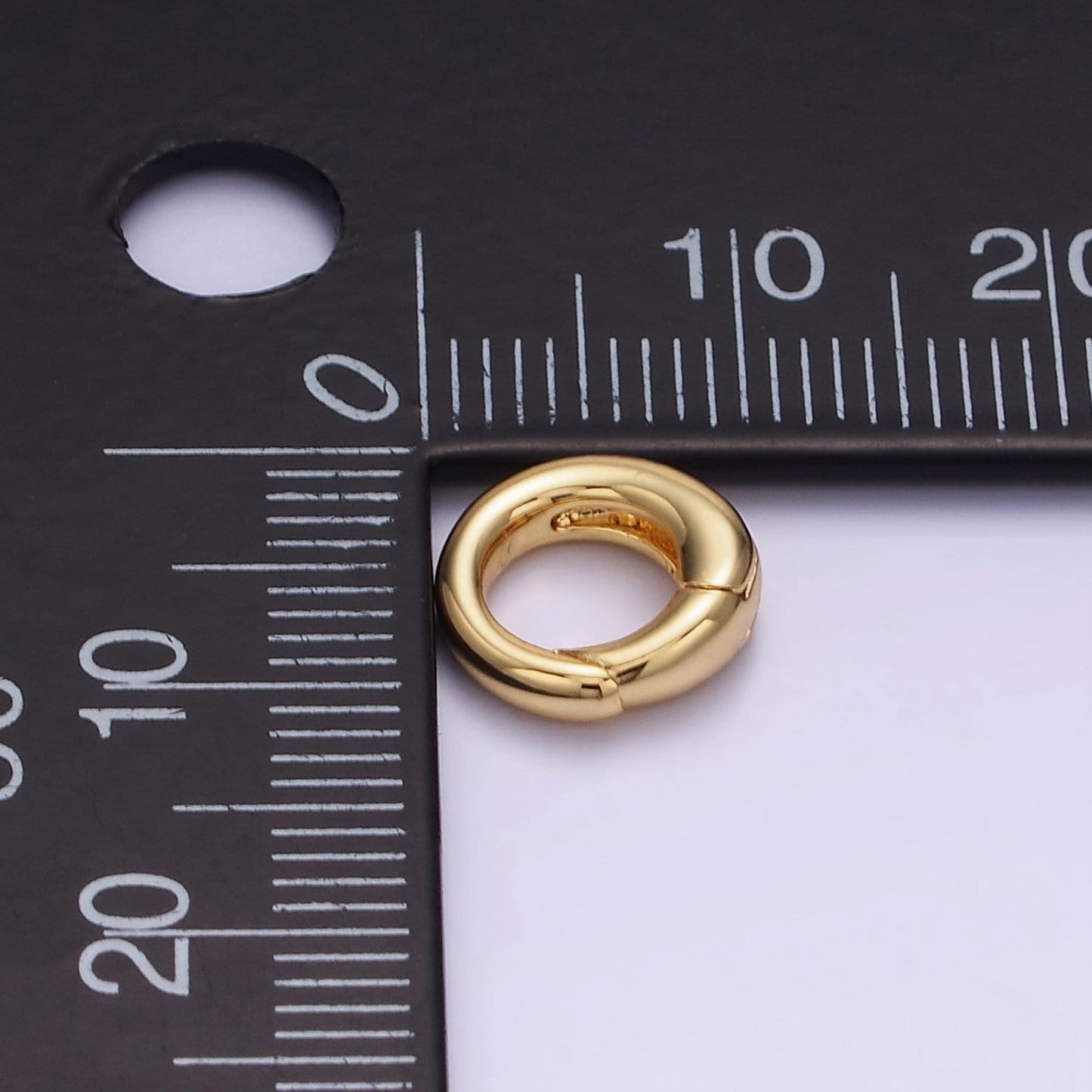 Tiny Gold Spring Gate Ring, Push Gate ring Mini Oval Ring Charm Holder Gold Clasp for Jewelry Clasp Z-727