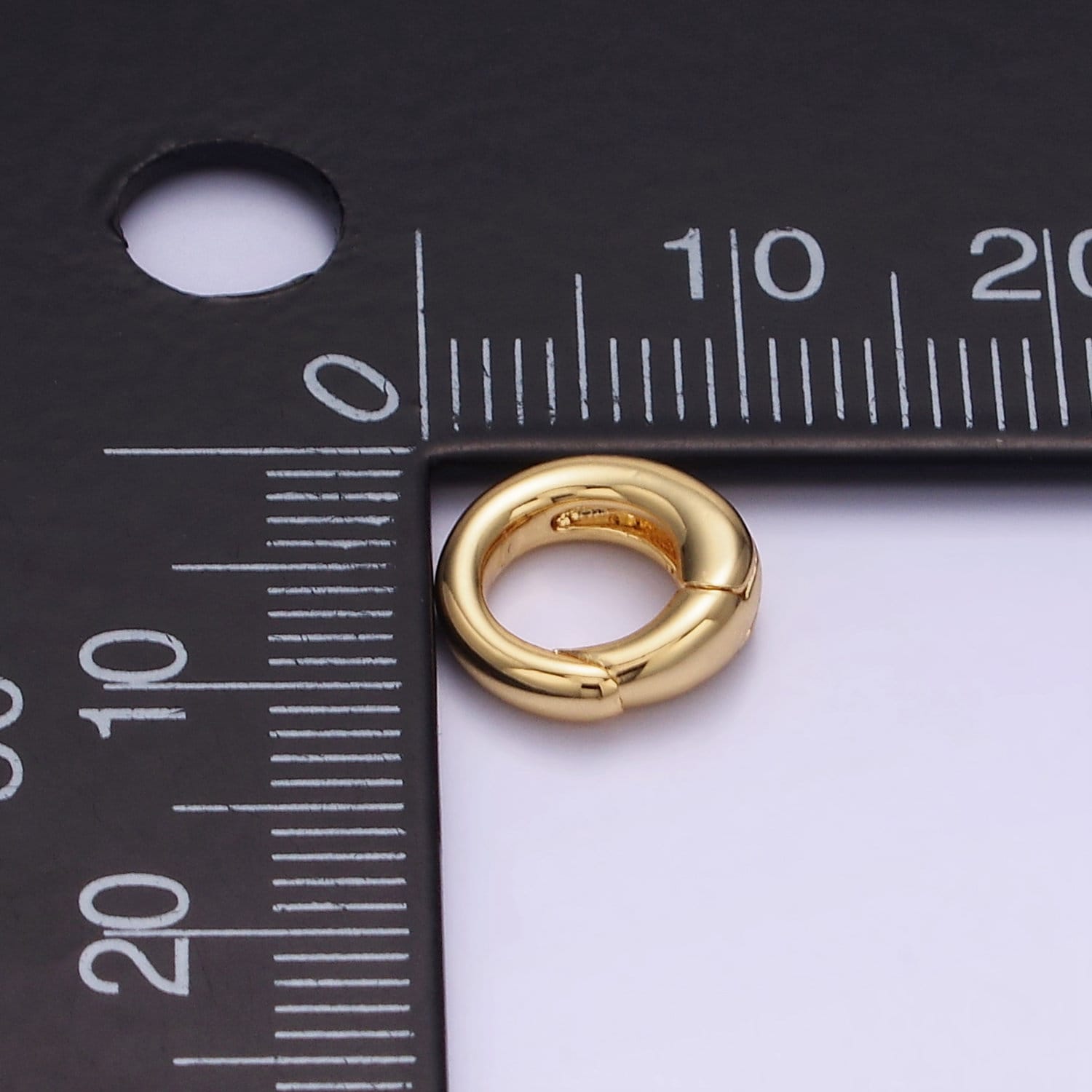 Tiny Gold Spring Gate Ring, Push Gate ring Mini Oval Ring Charm Holder Gold Clasp for Jewelry Clasp Z-727