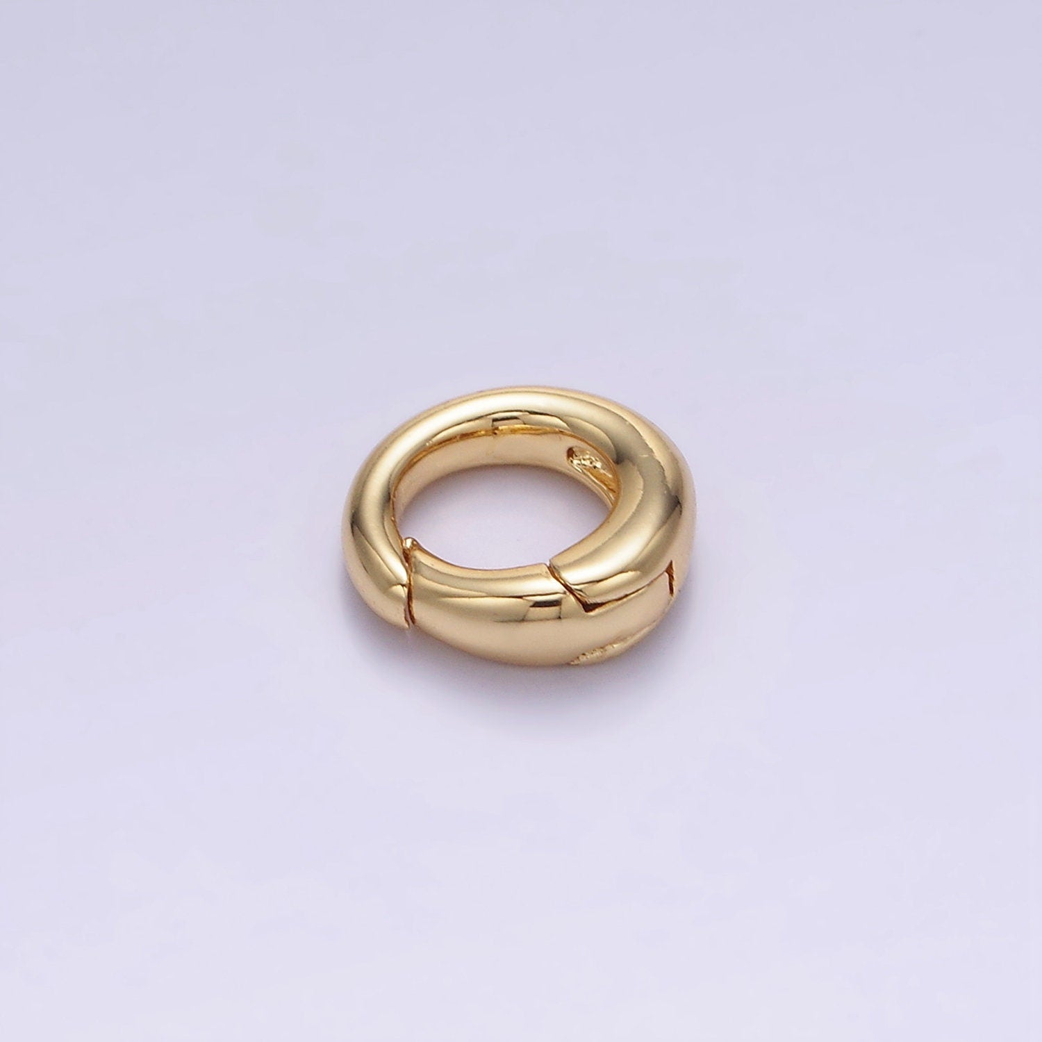 Tiny Gold Spring Gate Ring, Push Gate ring Mini Oval Ring Charm Holder Gold Clasp for Jewelry Clasp Z-727