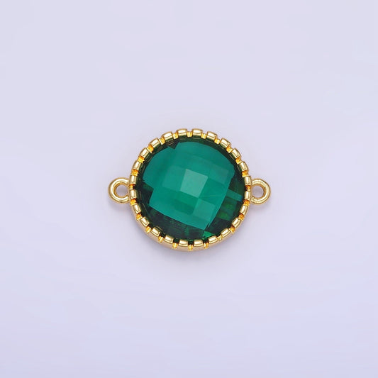 14K Gold Filled Green CZ Multifaceted Round Connector | G-352