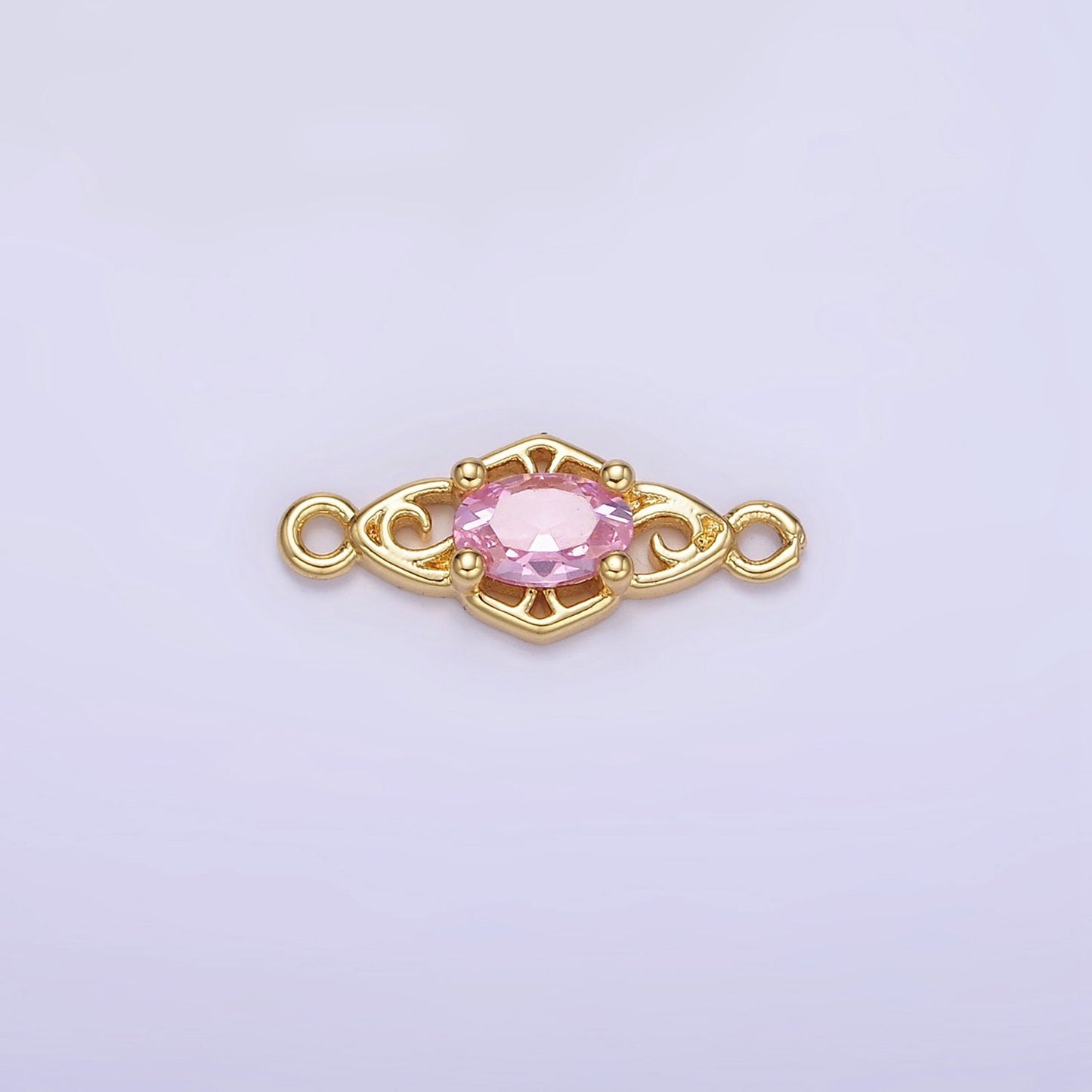 14K Gold Filled Green, Pink, Clear, Red, Blue, Purple CZ Artisan Connector | G347 - G349