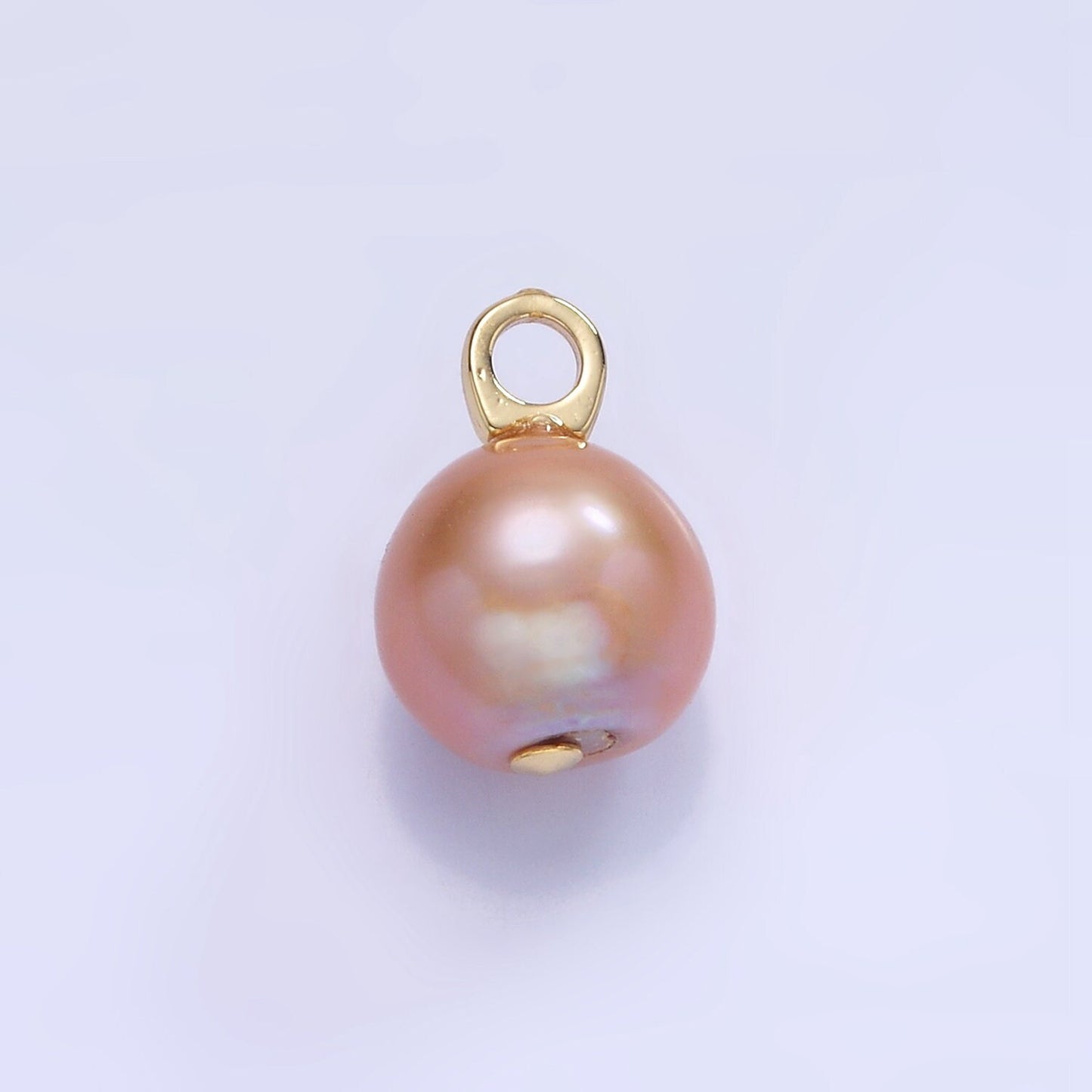 14K Gold Filled Pink Freshwater Pearl Button Drop Pendant | P-1723