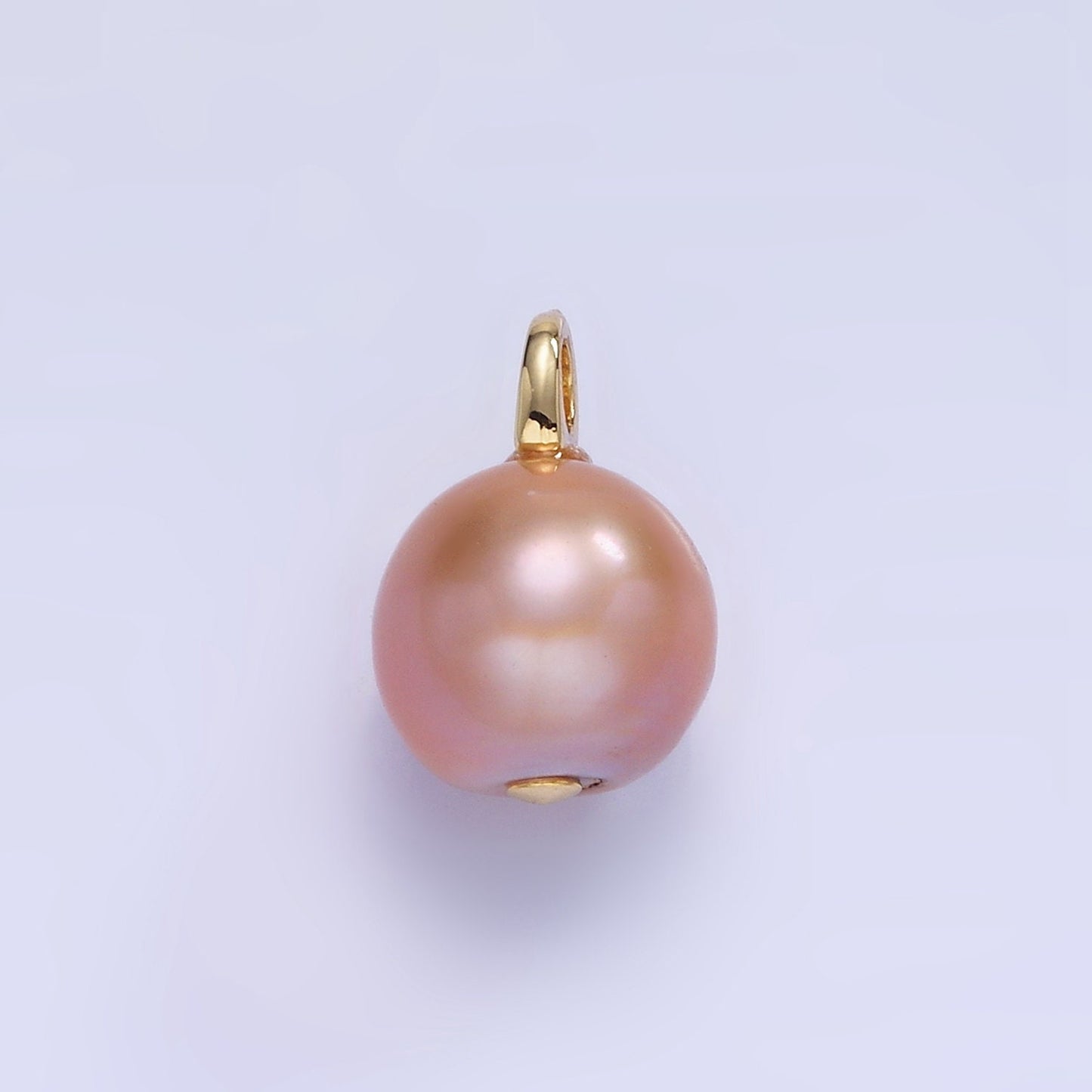 14K Gold Filled Pink Freshwater Pearl Button Drop Pendant | P-1723