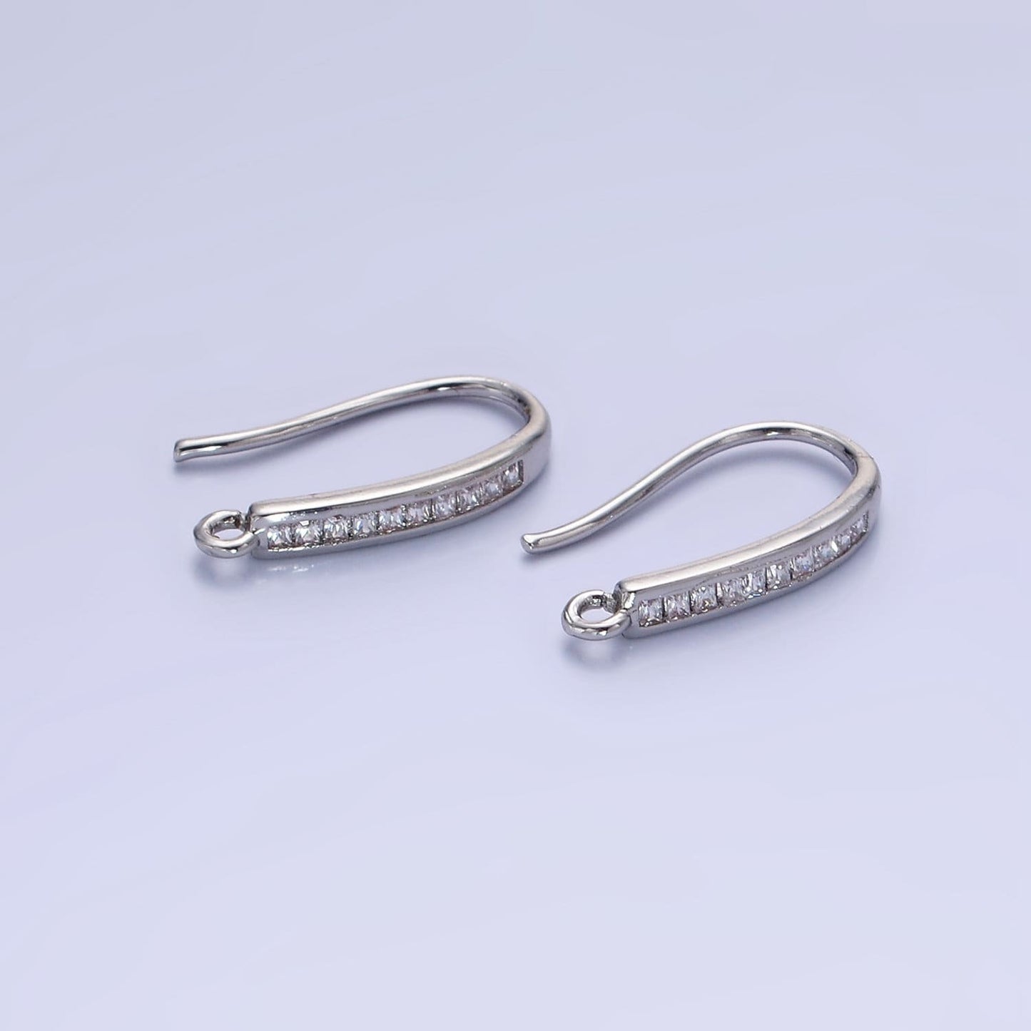14K Gold Filled 18mm Micro Paved CZ French Hook Earring Findings in Gold & Silver | Z-751 Z-752