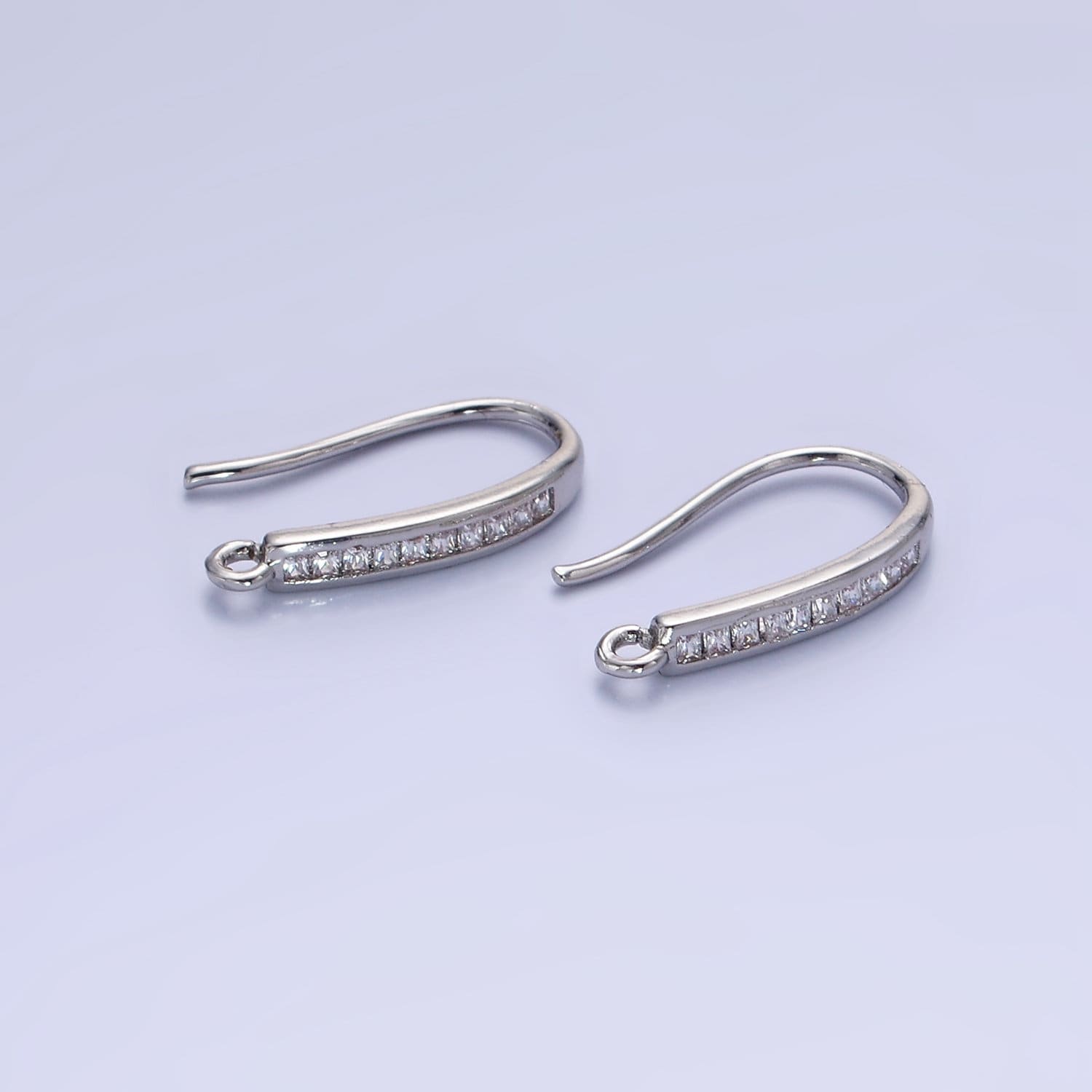 14K Gold Filled 18mm Micro Paved CZ French Hook Earring Findings in Gold & Silver | Z-751 Z-752