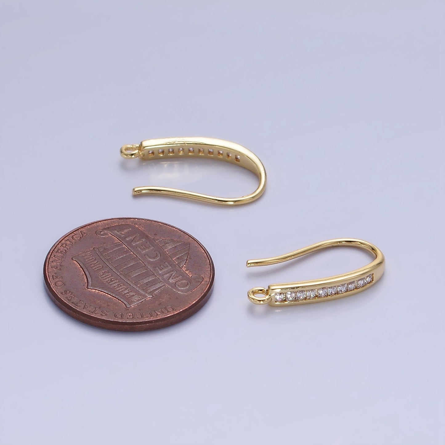 14K Gold Filled 18mm Micro Paved CZ French Hook Earring Findings in Gold & Silver | Z-751 Z-752