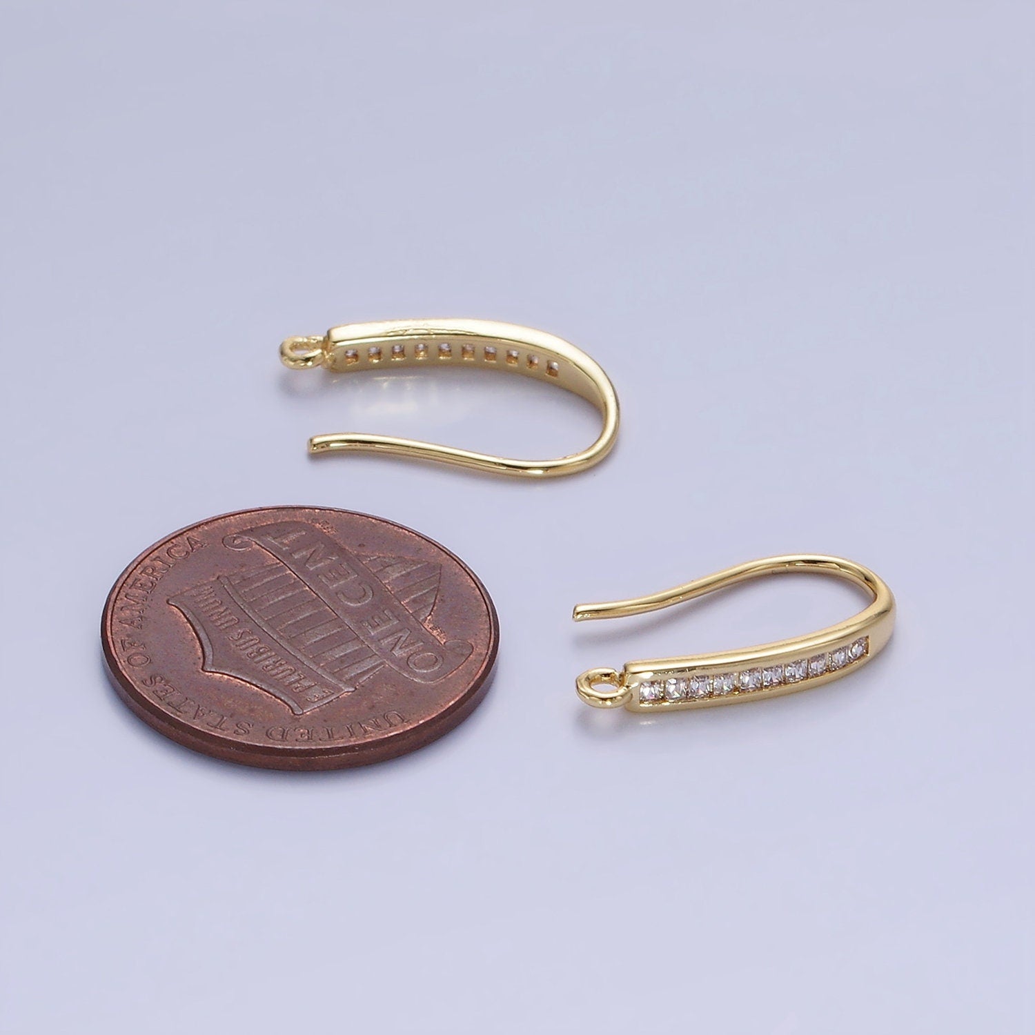 14K Gold Filled 18mm Micro Paved CZ French Hook Earring Findings in Gold & Silver | Z-751 Z-752