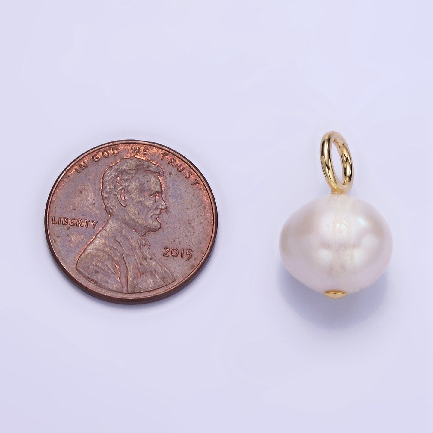 Dainty 14K Gold Filled 11mm Shell Pearl Potato Drop Charm for Wedding Minimalist Jewelry For Necklace Earring Component | P1717