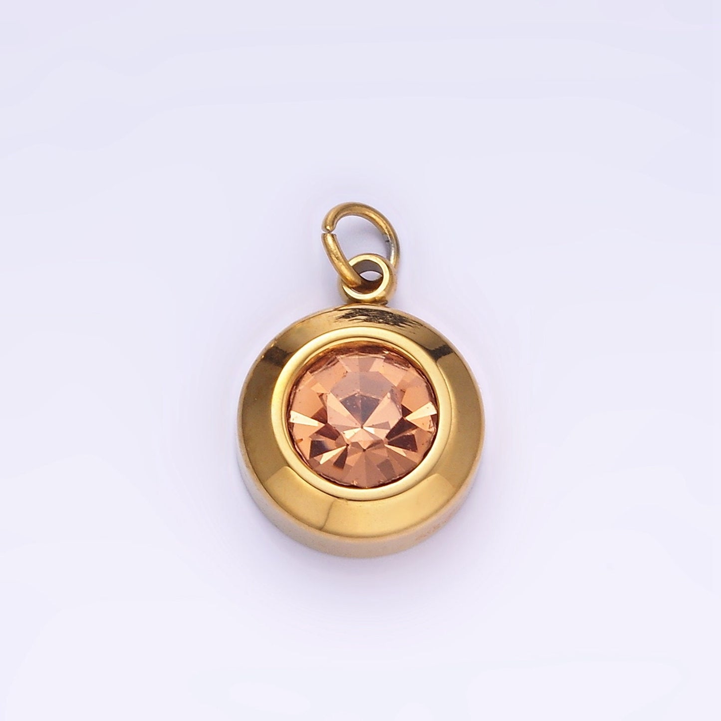 Dainty Cubic AB, Yellow, Blue, Teal, Green, Pink, Red Stainless Steel Oval Cut Geometric Cz Stone Pendant Birthstone Add on Charm p987